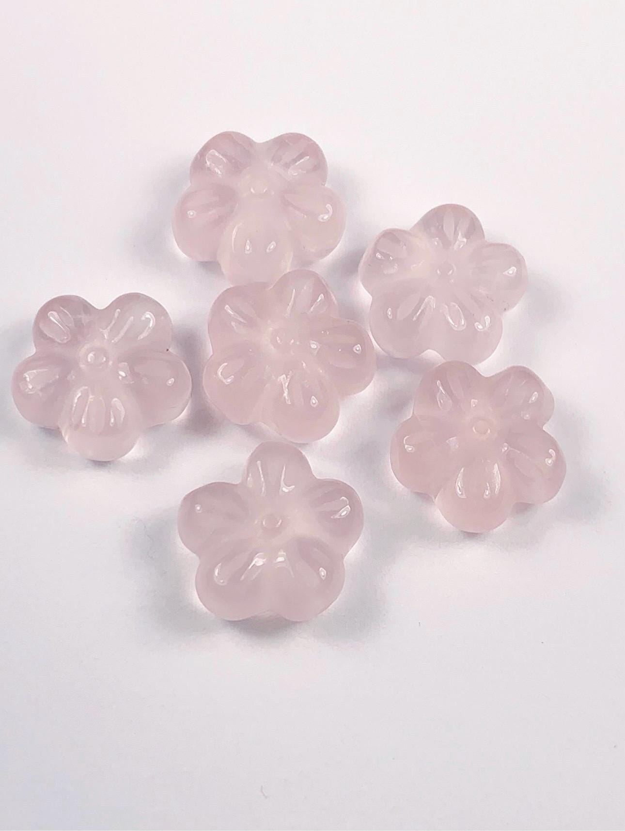 12mm Carved Rose Quartz Flower Bead: Madagascar Gemstone