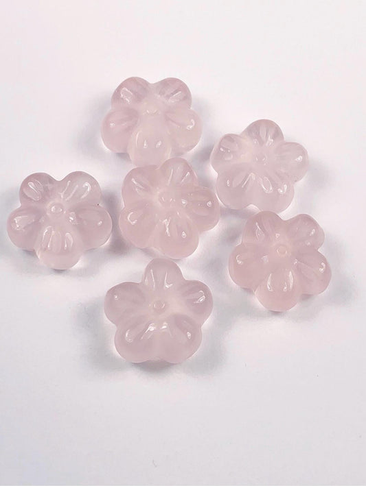 12mm Carved Rose Quartz Flower Bead: Madagascar Gemstone