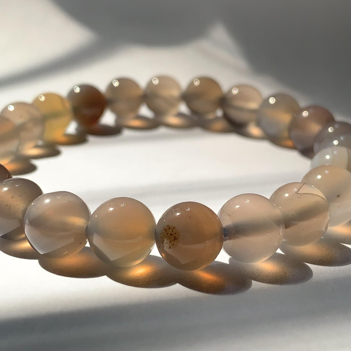 AAA Transparent Gray Agate Stretch Bracelet:  Gemstone, Handmade in USA