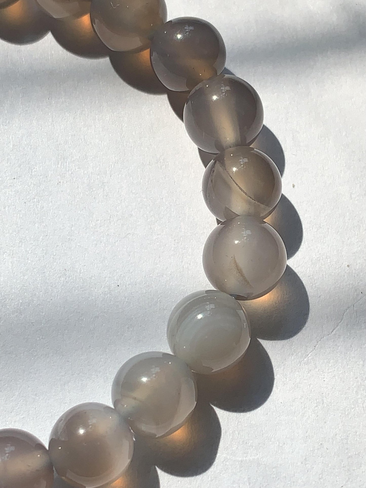 AAA Transparent Gray Agate Stretch Bracelet:  Gemstone, Handmade in USA