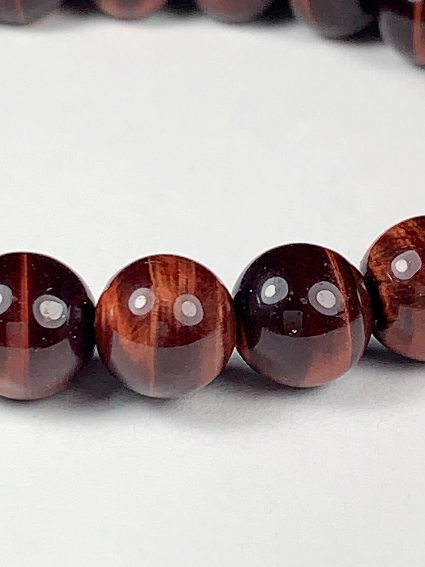 Grade AAA Genuine Natural Red Tiger's Eye Smooth Round Stretch Bracelet 8mm