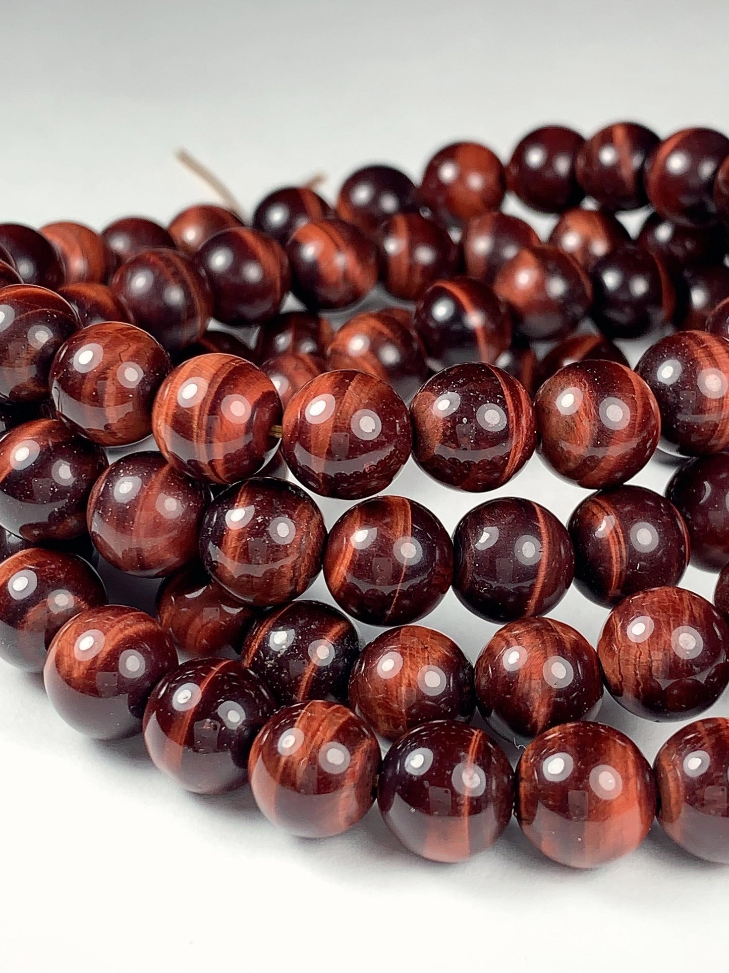 Grade AAA Genuine Natural Red Tiger's Eye Smooth Round Stretch Bracelet 8mm