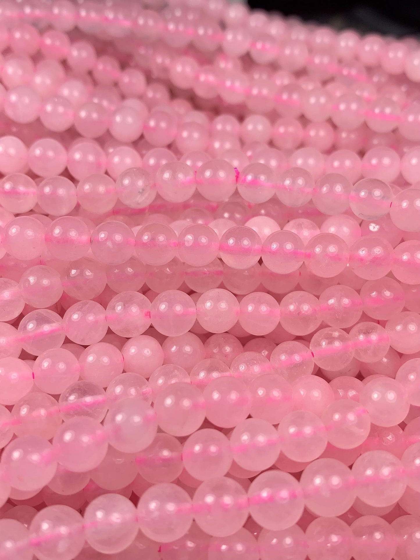 AAA Madagascar Natural Sakura Baby Pink Rose Quartz Smooth Round Beads Gemstone Strand (15.5") 4mm 6mm 8mm