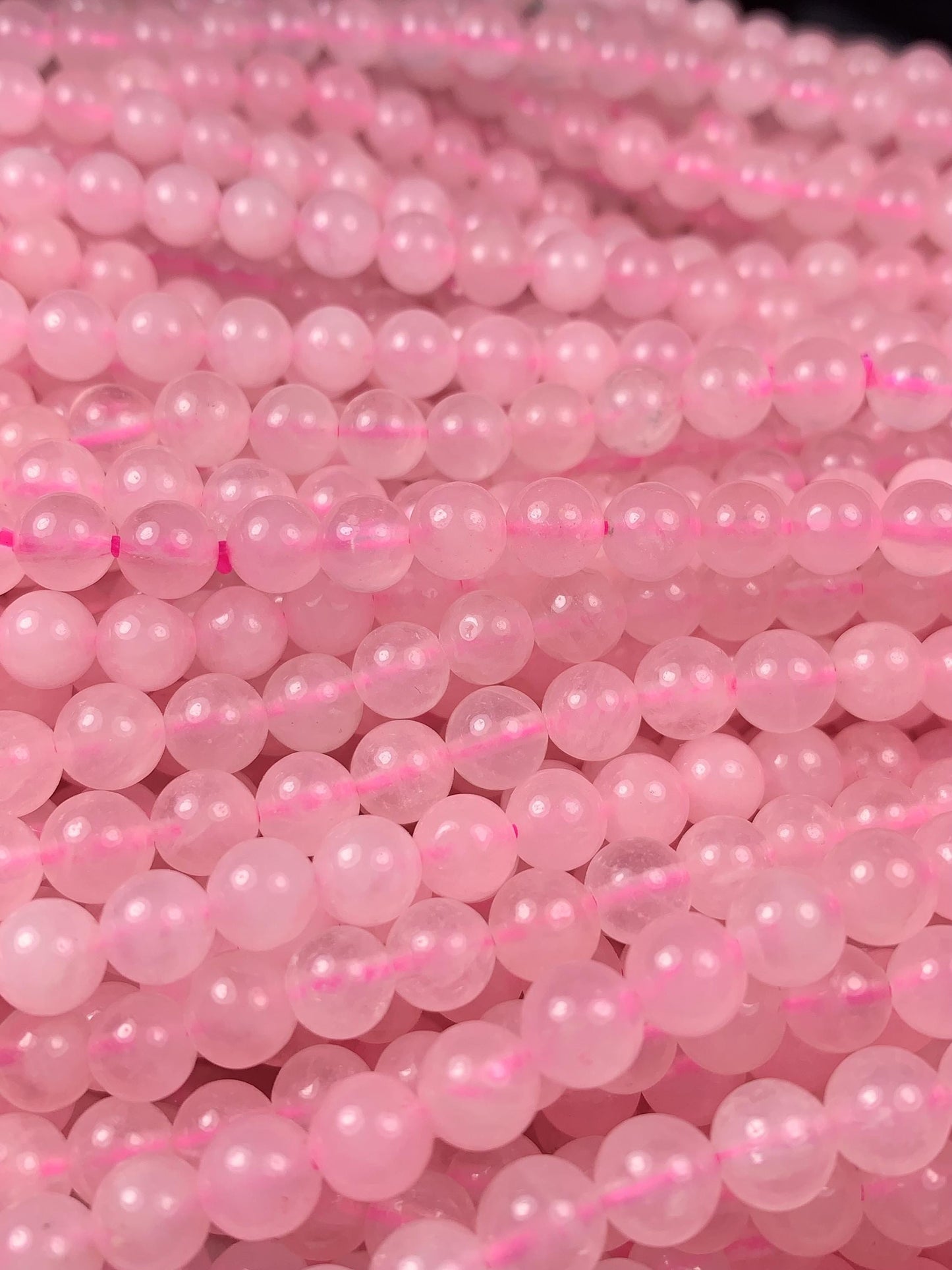 AAA Madagascar Natural Sakura Baby Pink Rose Quartz Smooth Round Beads Gemstone Strand (15.5") 4mm 6mm 8mm