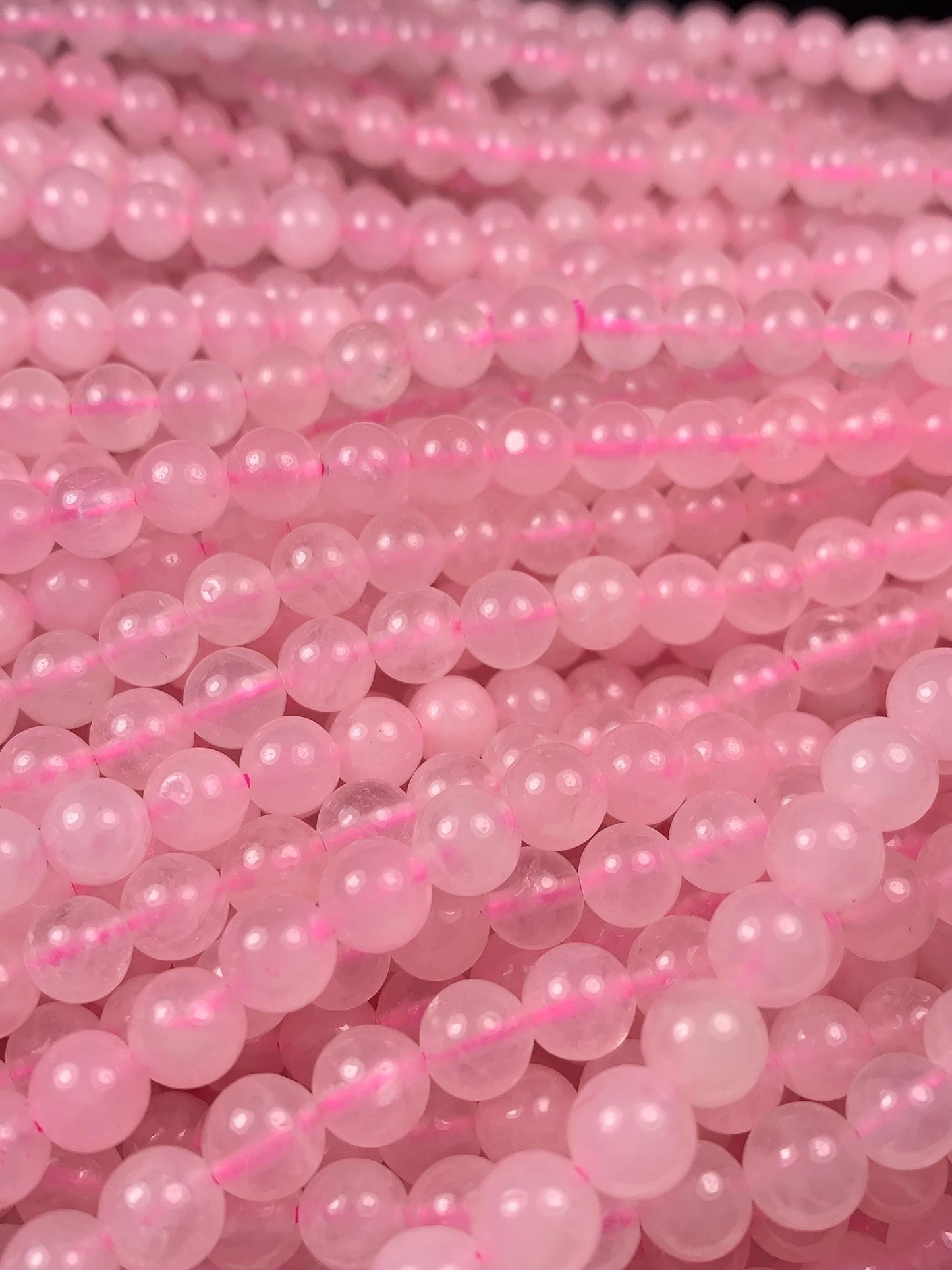 AAA Madagascar Natural Sakura Baby Pink Rose Quartz Smooth Round Beads Gemstone Strand (15.5") 4mm 6mm 8mm
