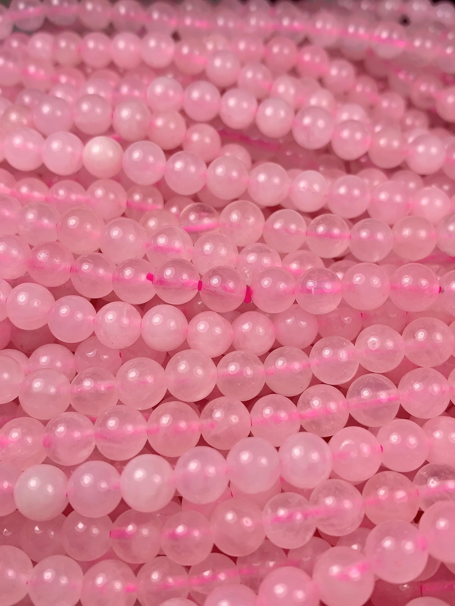 AAA Madagascar Natural Sakura Baby Pink Rose Quartz Smooth Round Beads Gemstone Strand (15.5") 4mm 6mm 8mm