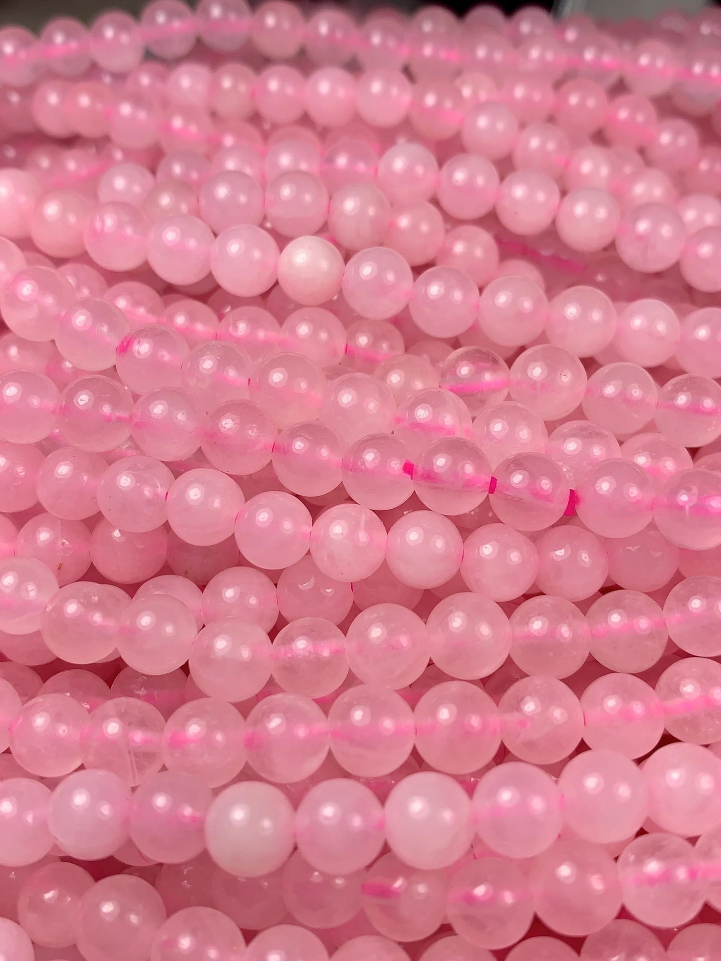 AAA Madagascar Natural Sakura Baby Pink Rose Quartz Smooth Round Beads Gemstone Strand (15.5") 4mm 6mm 8mm