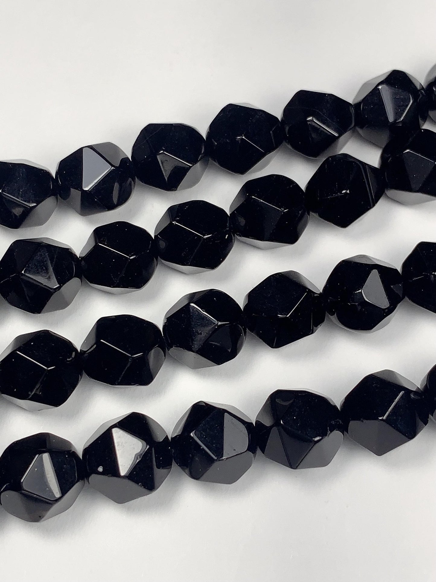 AAA Natural Black Smooth Star Diamond Shape Beads 15" Strand