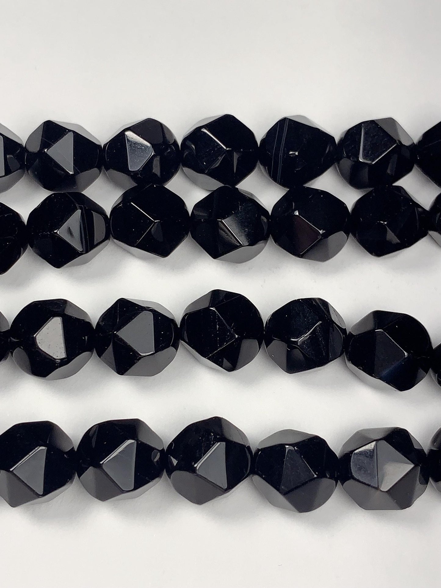 AAA Natural Black Smooth Star Diamond Shape Beads 15" Strand