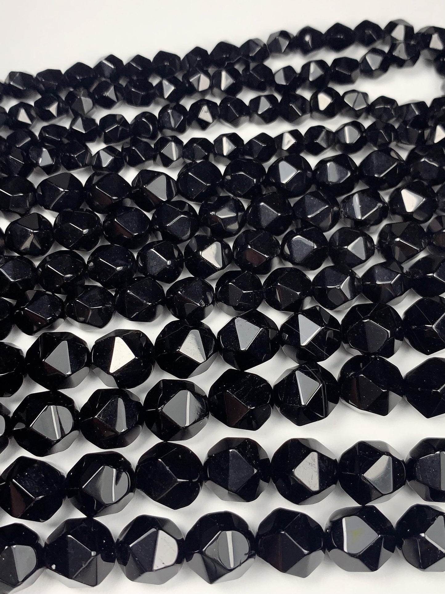 AAA Natural Black Smooth Star Diamond Shape Beads 15" Strand