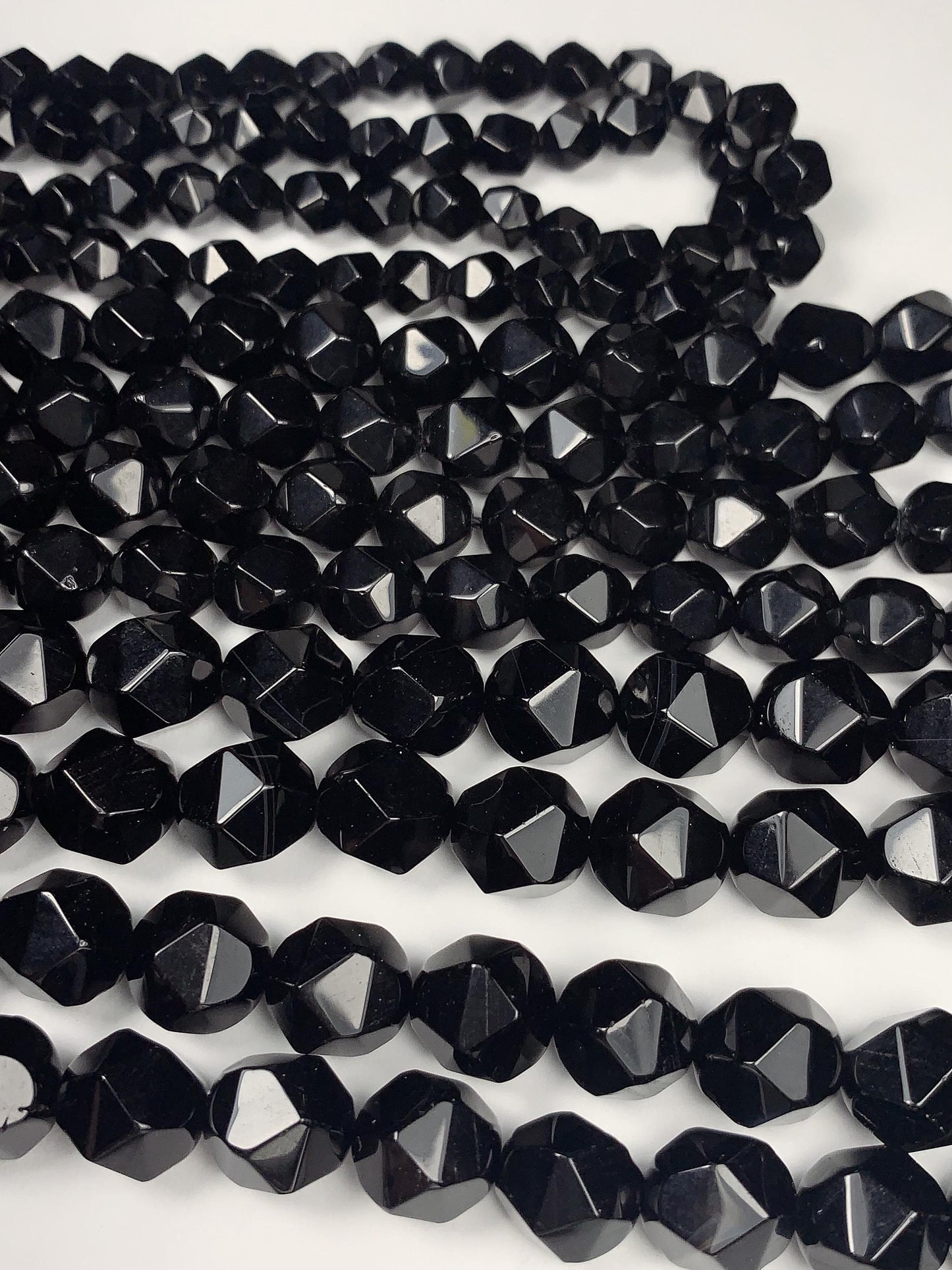 AAA Natural Black Smooth Star Diamond Shape Beads 15" Strand