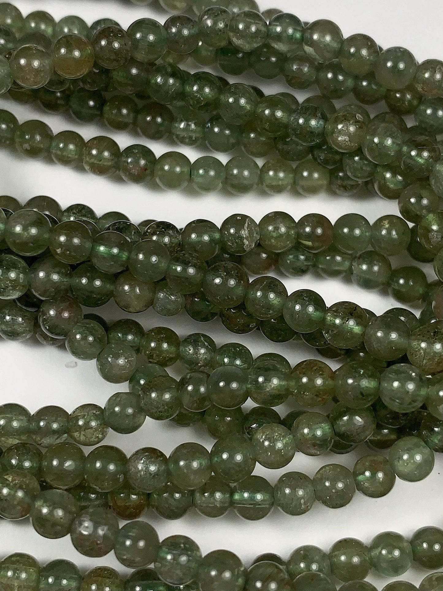4mm Natural Green Apatite Smooth Round  Beads:  Genuine Gemstone 15.5" Strand