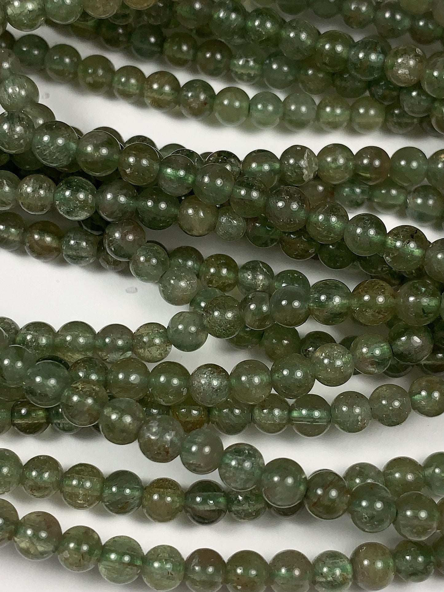 4mm Natural Green Apatite Smooth Round  Beads:  Genuine Gemstone 15.5" Strand