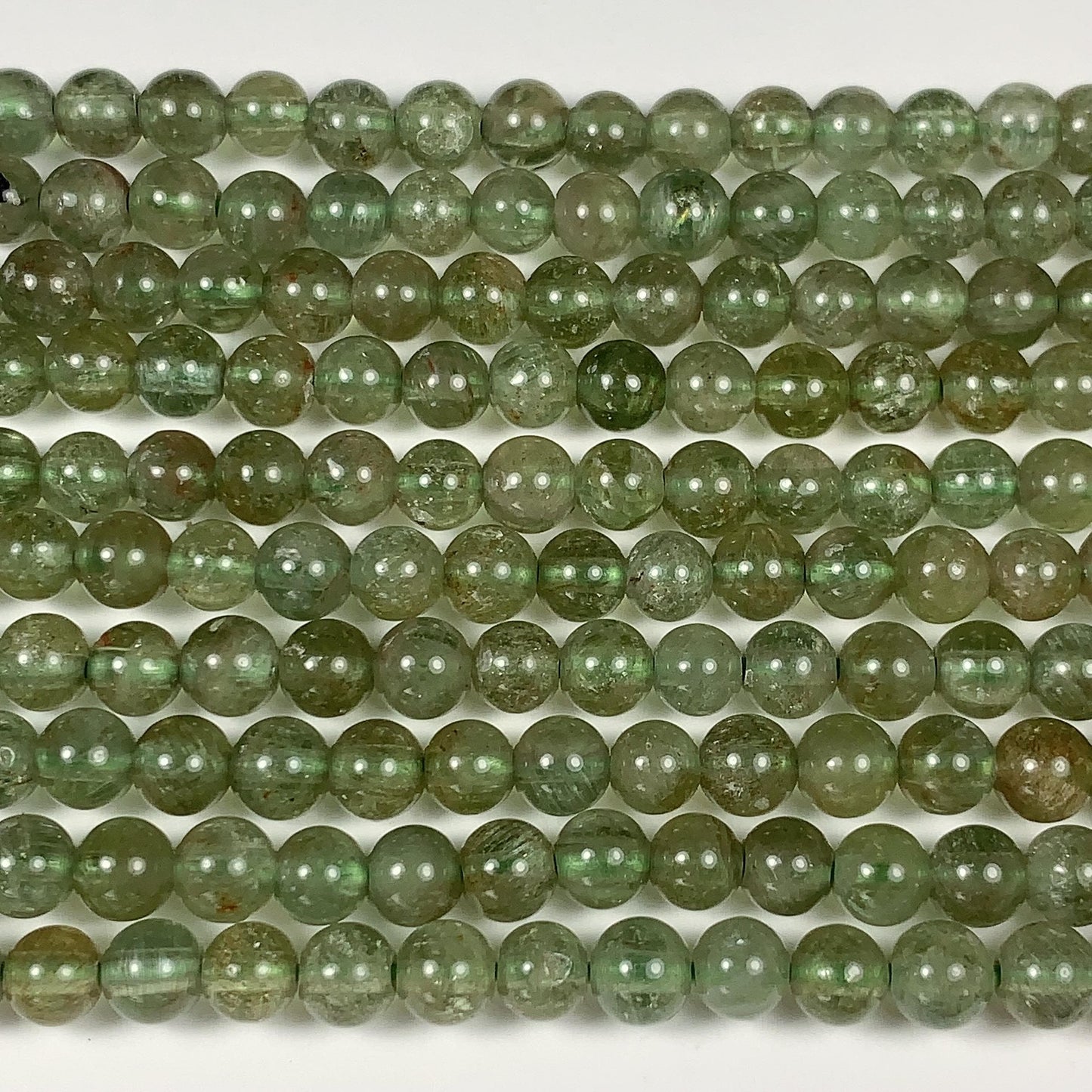 4mm Natural Green Apatite Smooth Round  Beads:  Genuine Gemstone 15.5" Strand