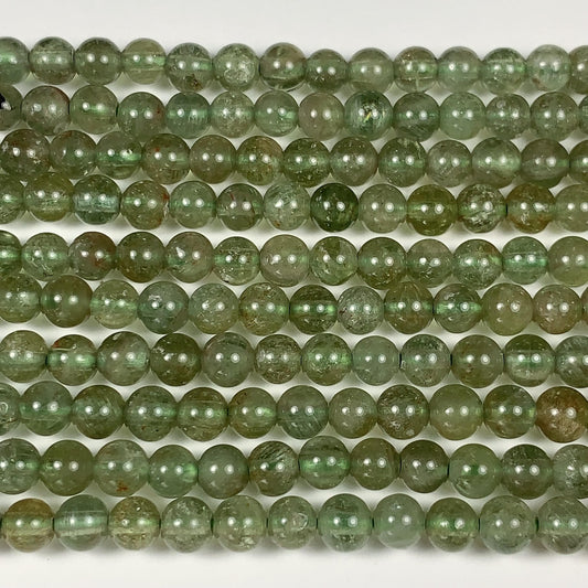 4mm Natural Green Apatite Smooth Round  Beads:  Genuine Gemstone 15.5" Strand