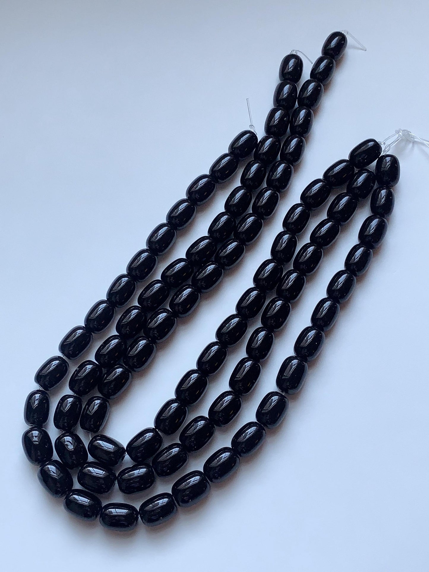 10x14mm AAA Natural Black Onyx Barrel Shape Smooth Beads 15.5" Strand