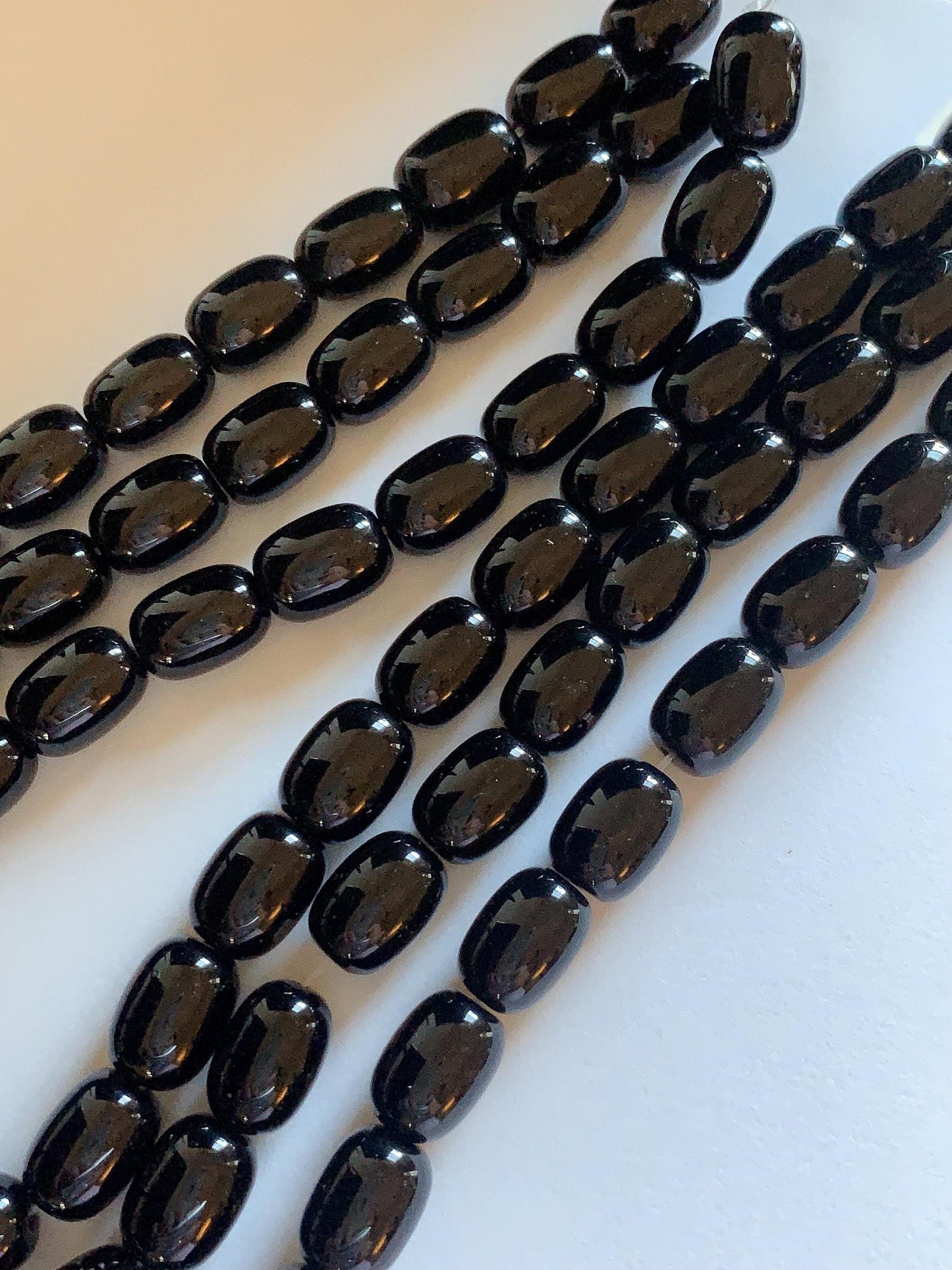 10x14mm AAA Natural Black Onyx Barrel Shape Smooth Beads 15.5" Strand