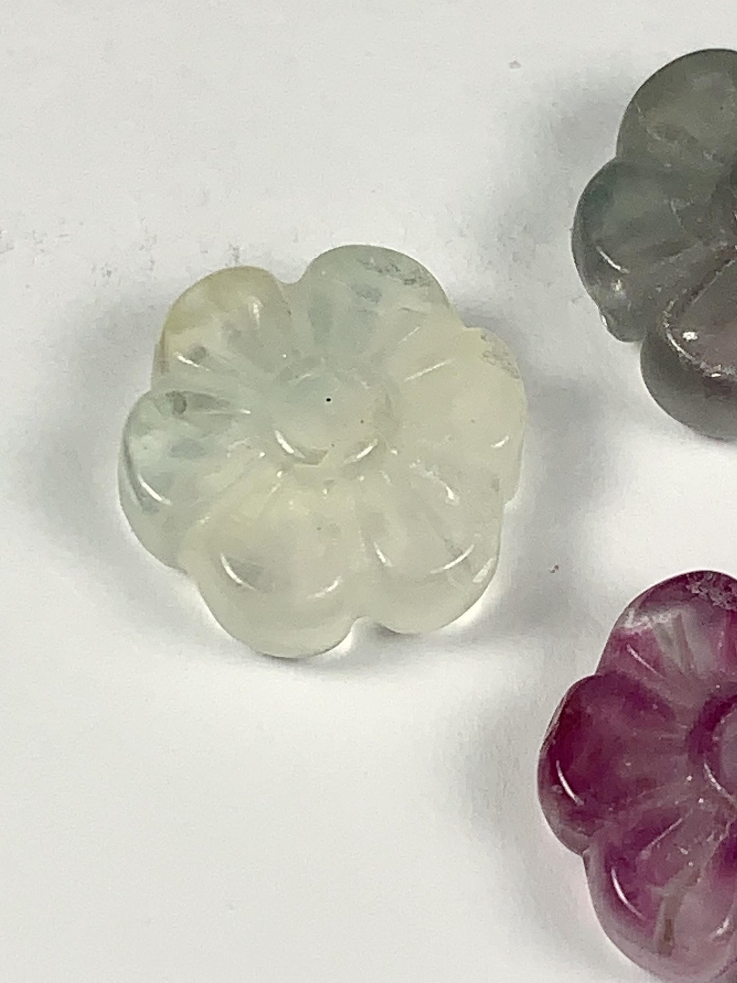 13mm Good Detail Carved  Natural Purple Fluorite Beads Loose Gems Gemstone Flowers cut