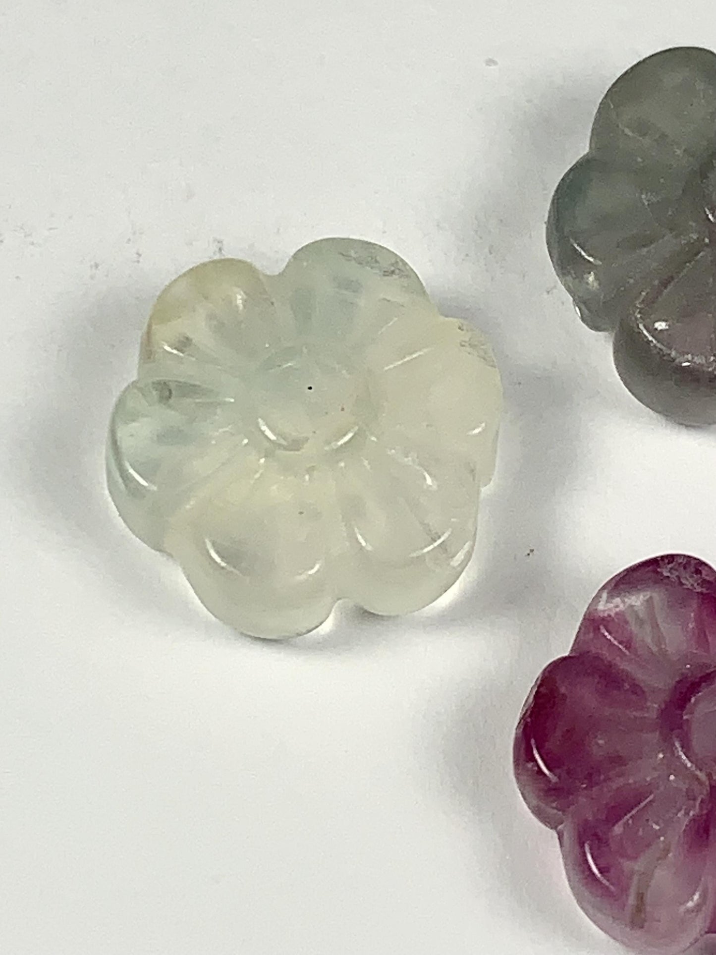 13mm Good Detail Carved  Natural Purple Fluorite Beads Loose Gems Gemstone Flowers cut