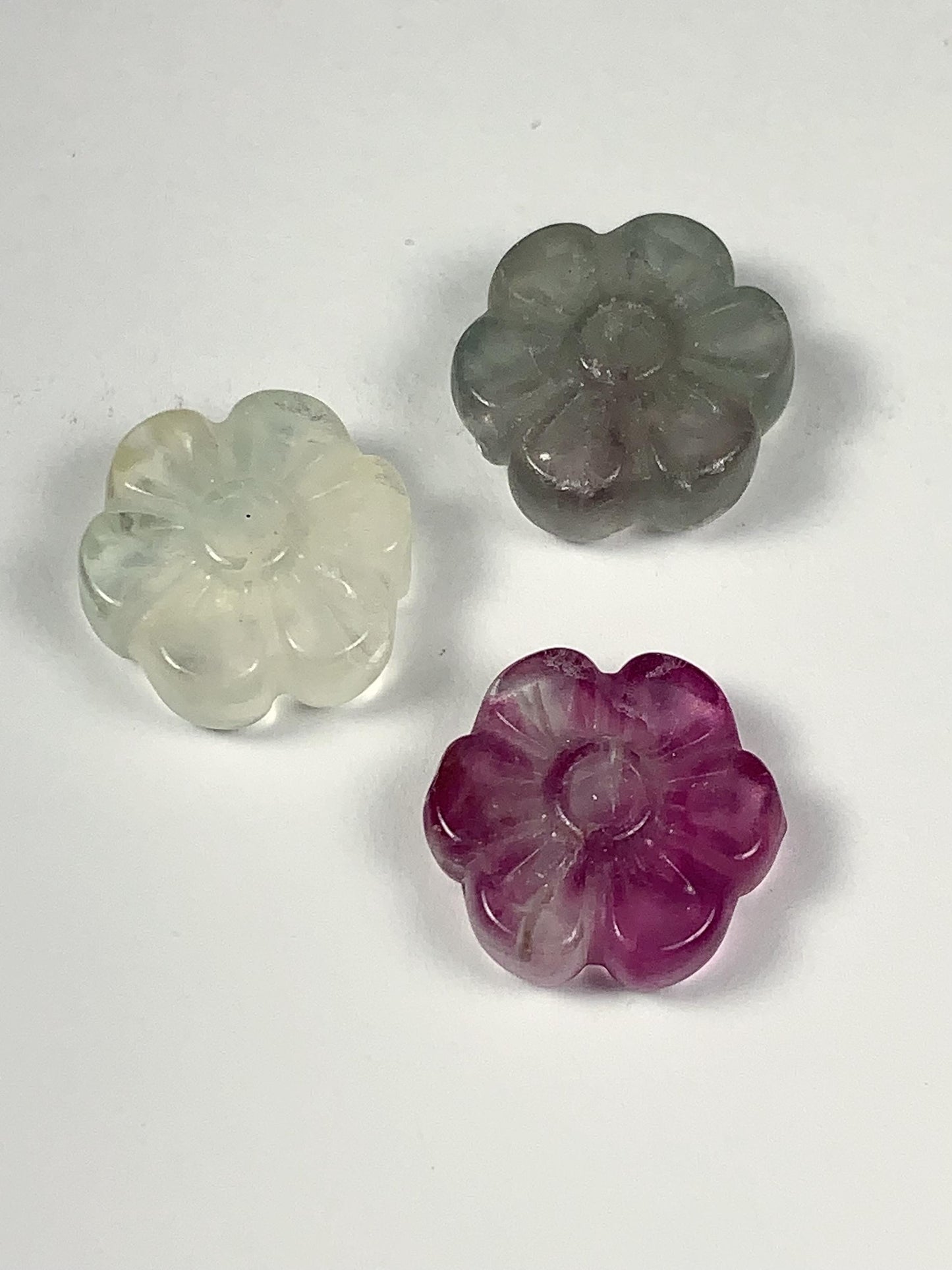 13mm Good Detail Carved  Natural Purple Fluorite Beads Loose Gems Gemstone Flowers cut