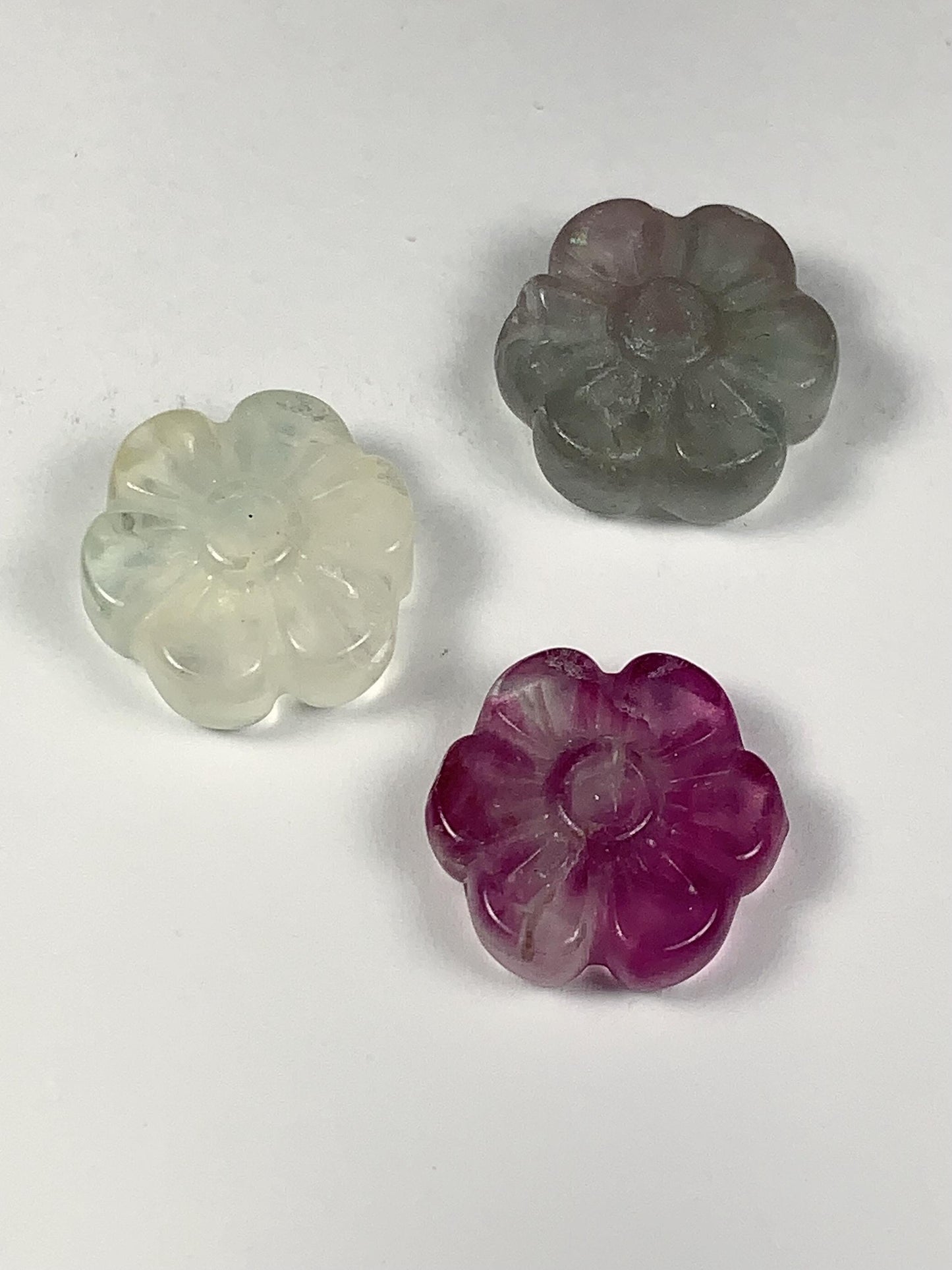 13mm Good Detail Carved  Natural Purple Fluorite Beads Loose Gems Gemstone Flowers cut