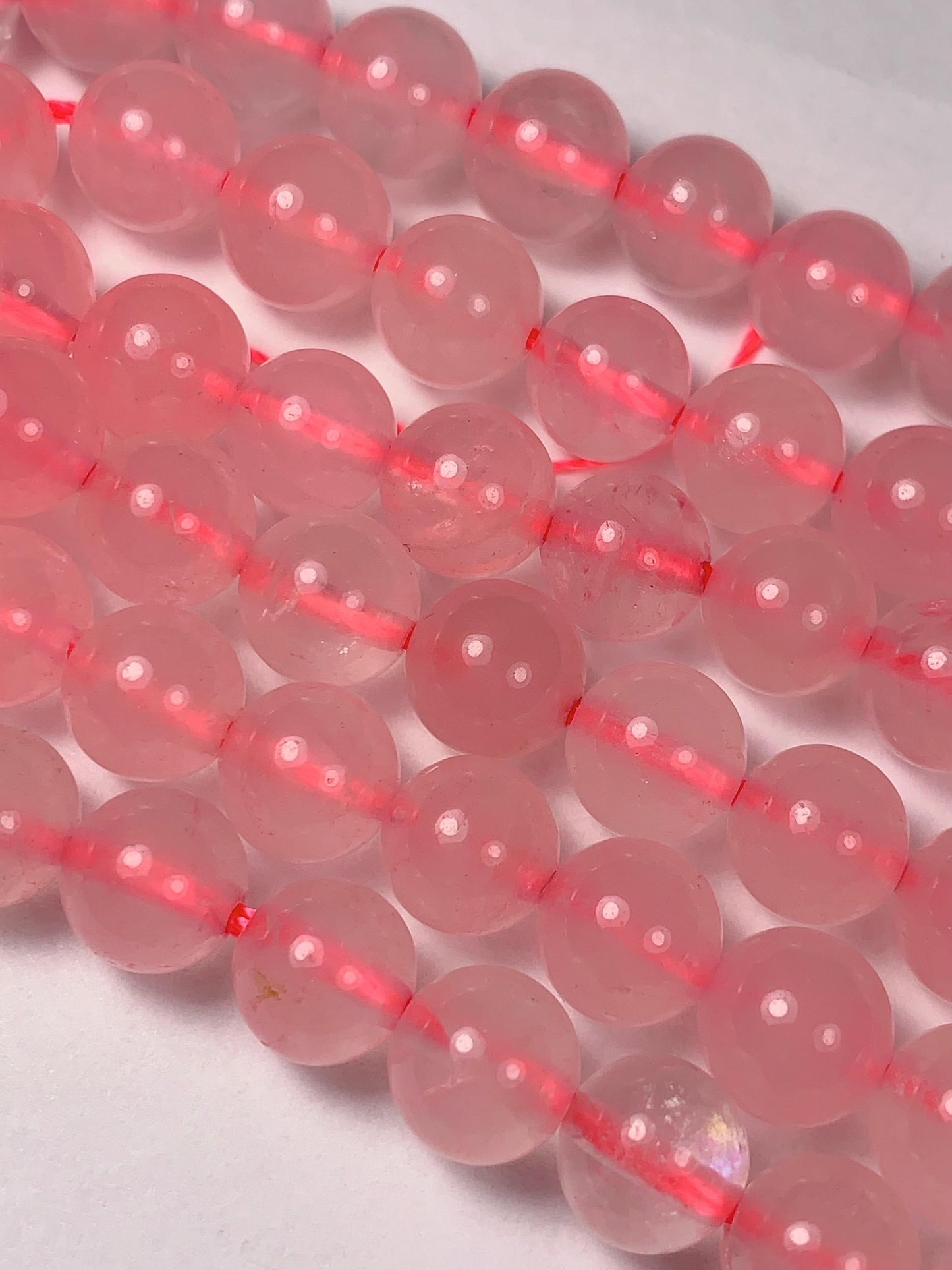 8mm Madagascar Half Translucent Pink Rose Quartz Smooth Round Beads: Natural Gemstone Strand (15")