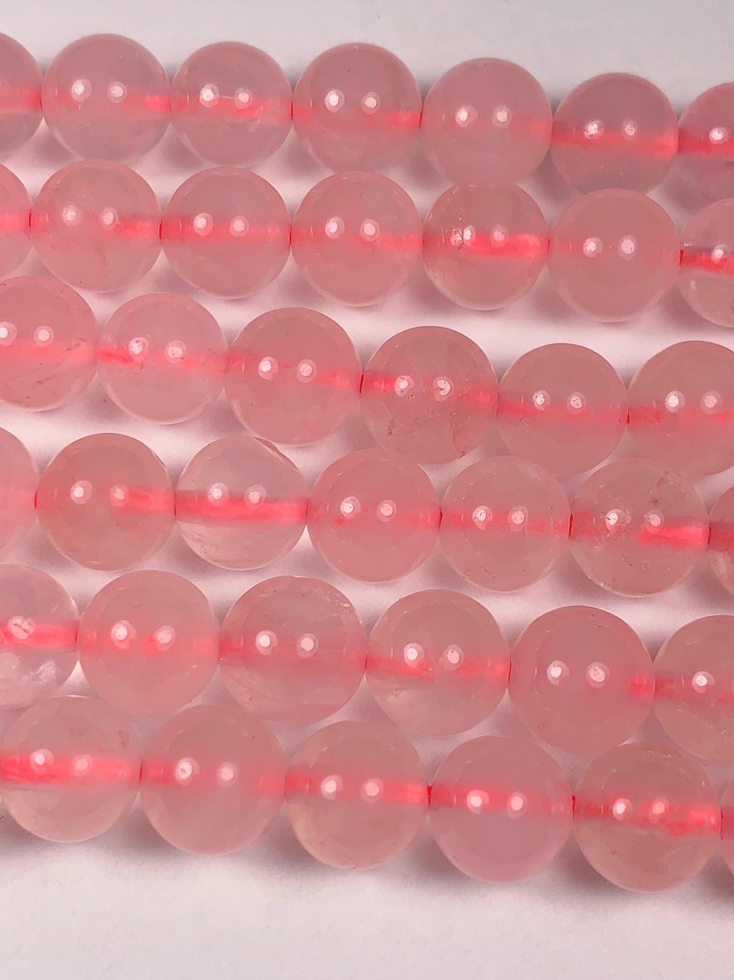 8mm Madagascar Half Translucent Pink Rose Quartz Smooth Round Beads: Natural Gemstone Strand (15")