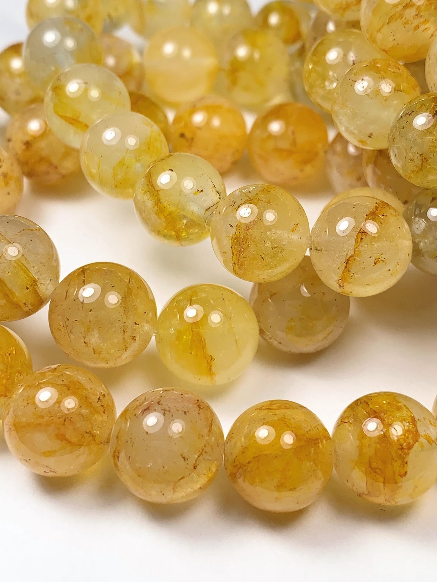 Gold Yellow half transparent Topaz stretch Bracelet:  Natural Genuine Smooth Round Gemstone high quality