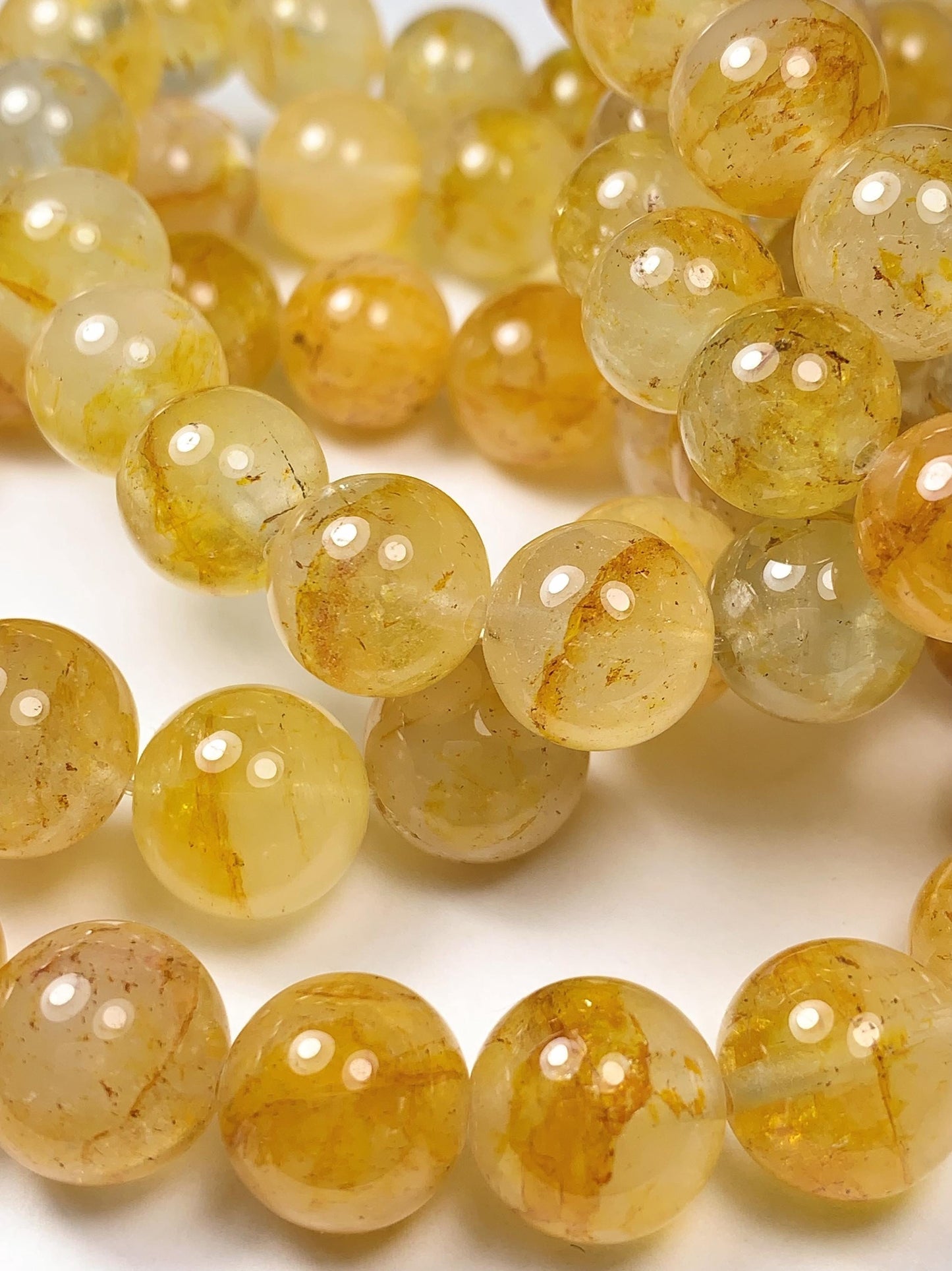 Gold Yellow half transparent Topaz stretch Bracelet:  Natural Genuine Smooth Round Gemstone high quality