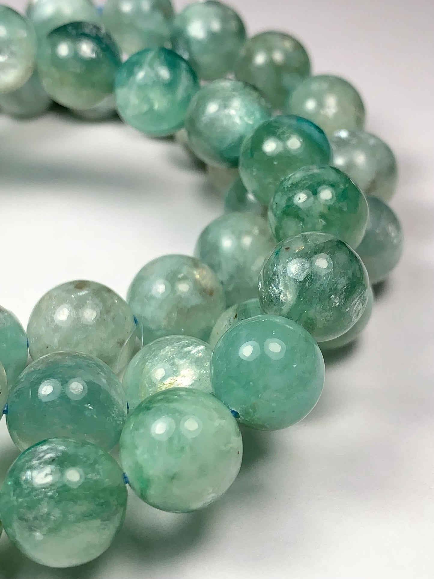Green Natural Lepidolite Stretches Bracelet:  Gemstone, Smooth Round Beads