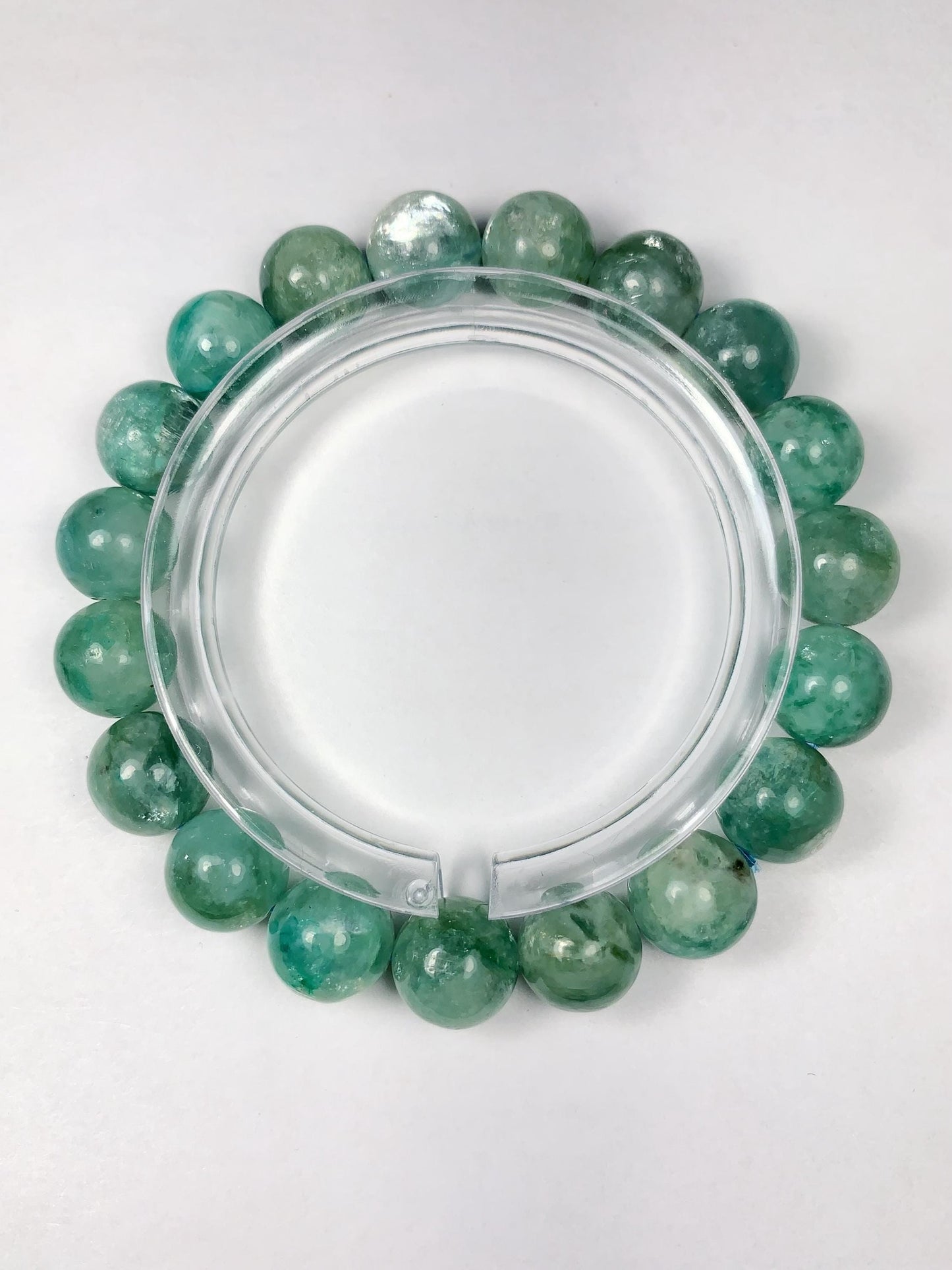 Green Natural Lepidolite Stretches Bracelet:  Gemstone, Smooth Round Beads
