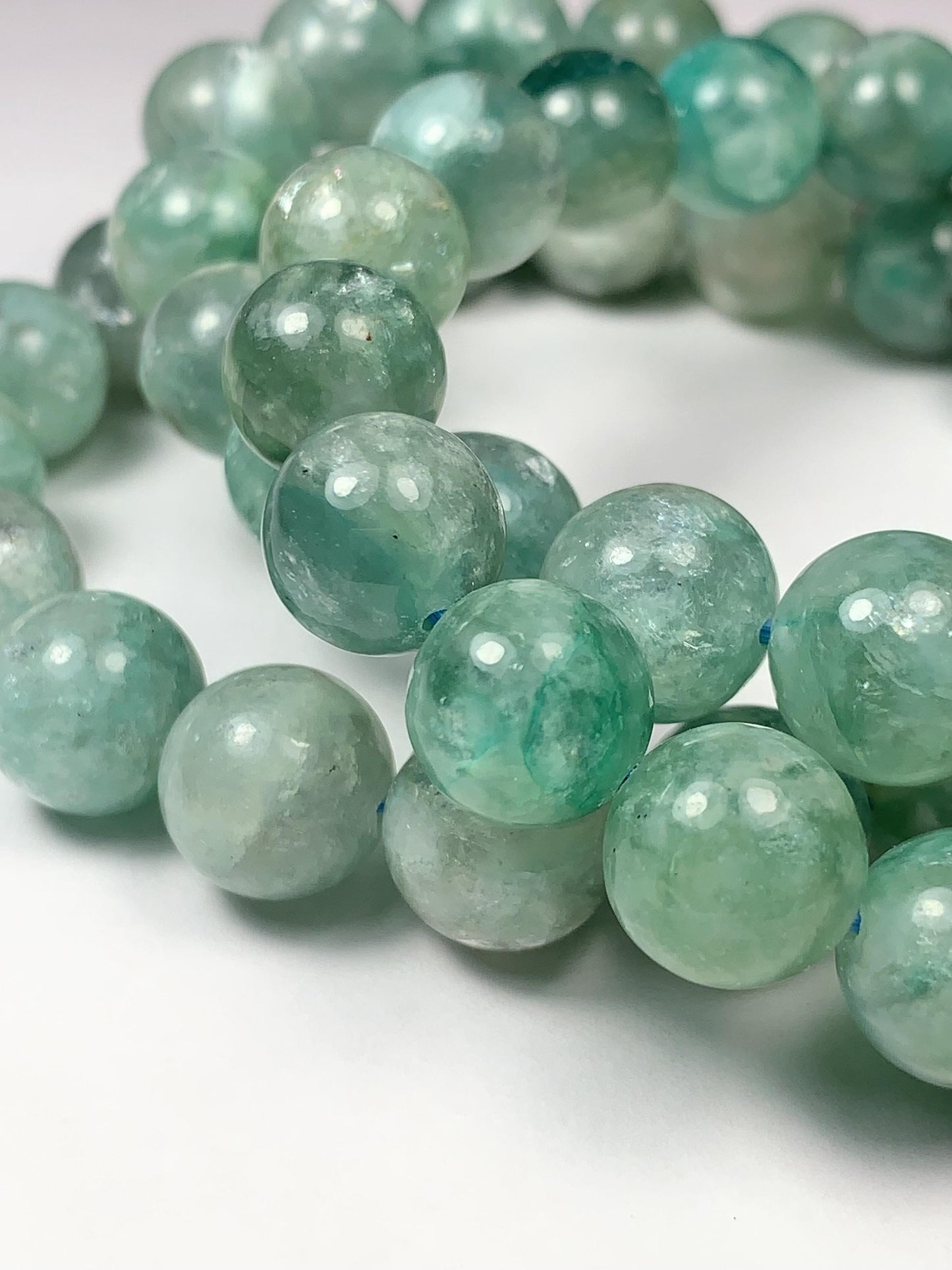 Green Natural Lepidolite Stretches Bracelet:  Gemstone, Smooth Round Beads