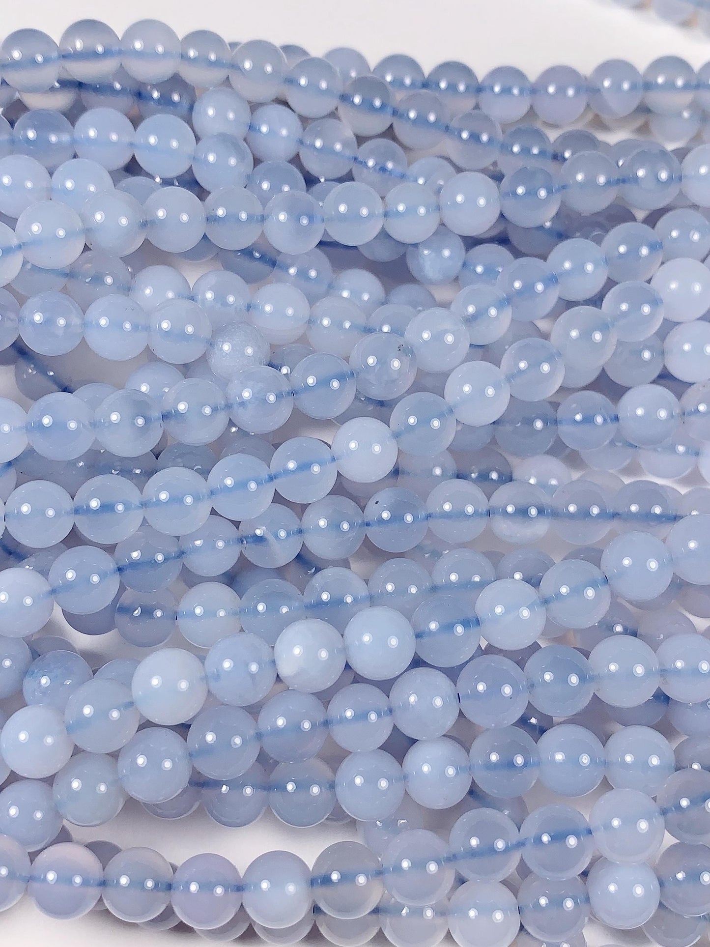 6mm AAA Natural Blue Agate Beads: Gemstone Strand (15.5")