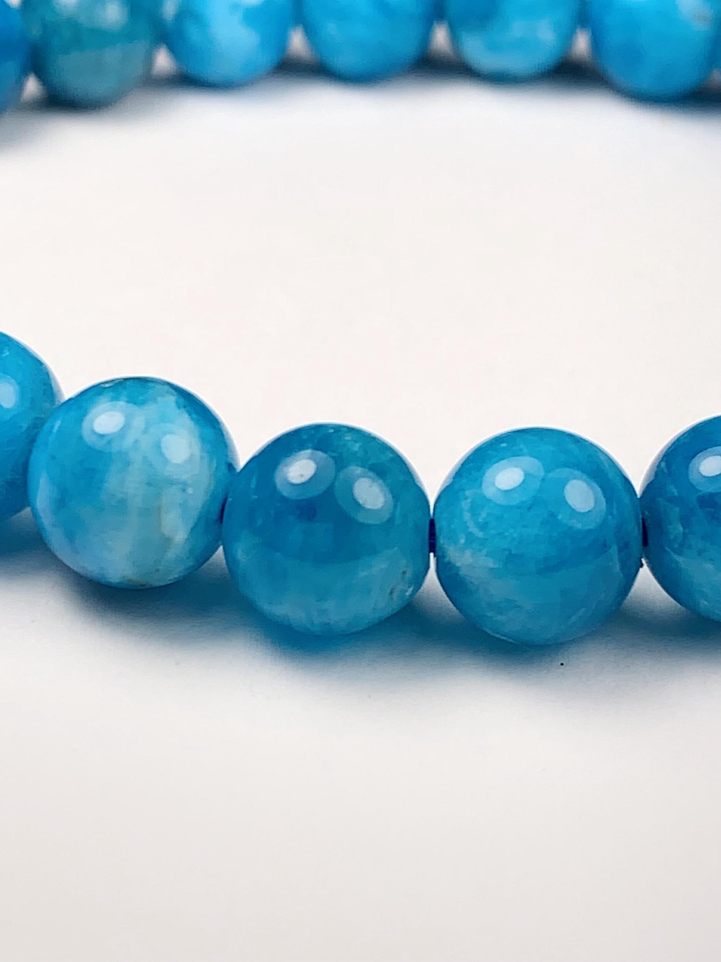 Natural Blue Apatite Bracelet: 8mm Gemstone Beads, PhoebeArt Design