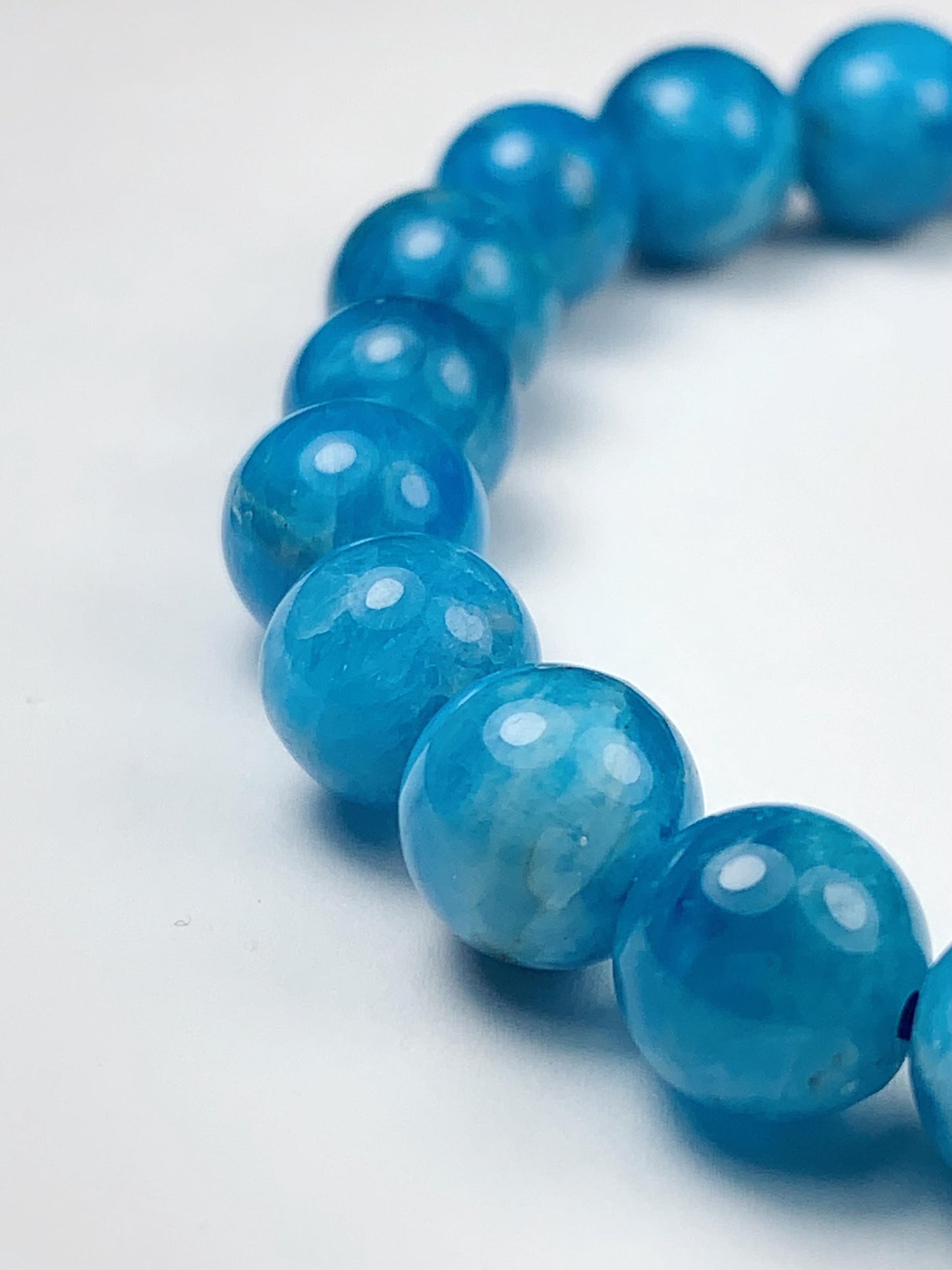 Natural Blue Apatite Bracelet: 8mm Gemstone Beads, PhoebeArt Design