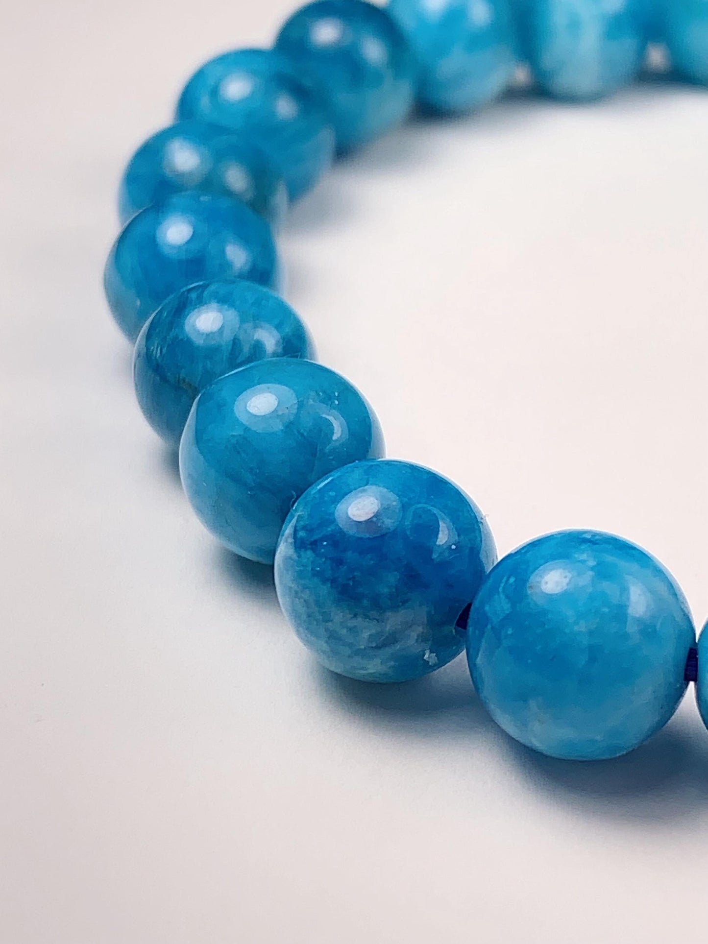 Natural Blue Apatite Bracelet: 8mm Gemstone Beads, PhoebeArt Design