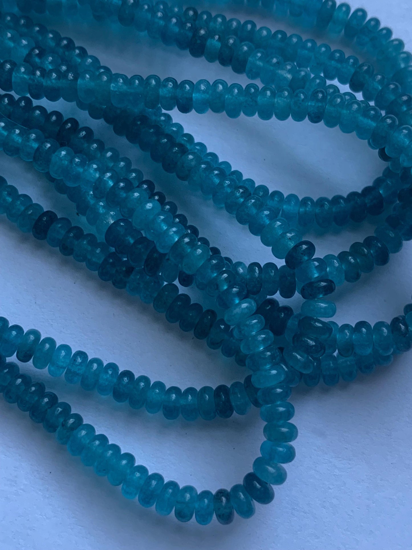 2x4mm Natural Deep Ocean Blue Agate Smooth Rondelle Beads 15 Strand