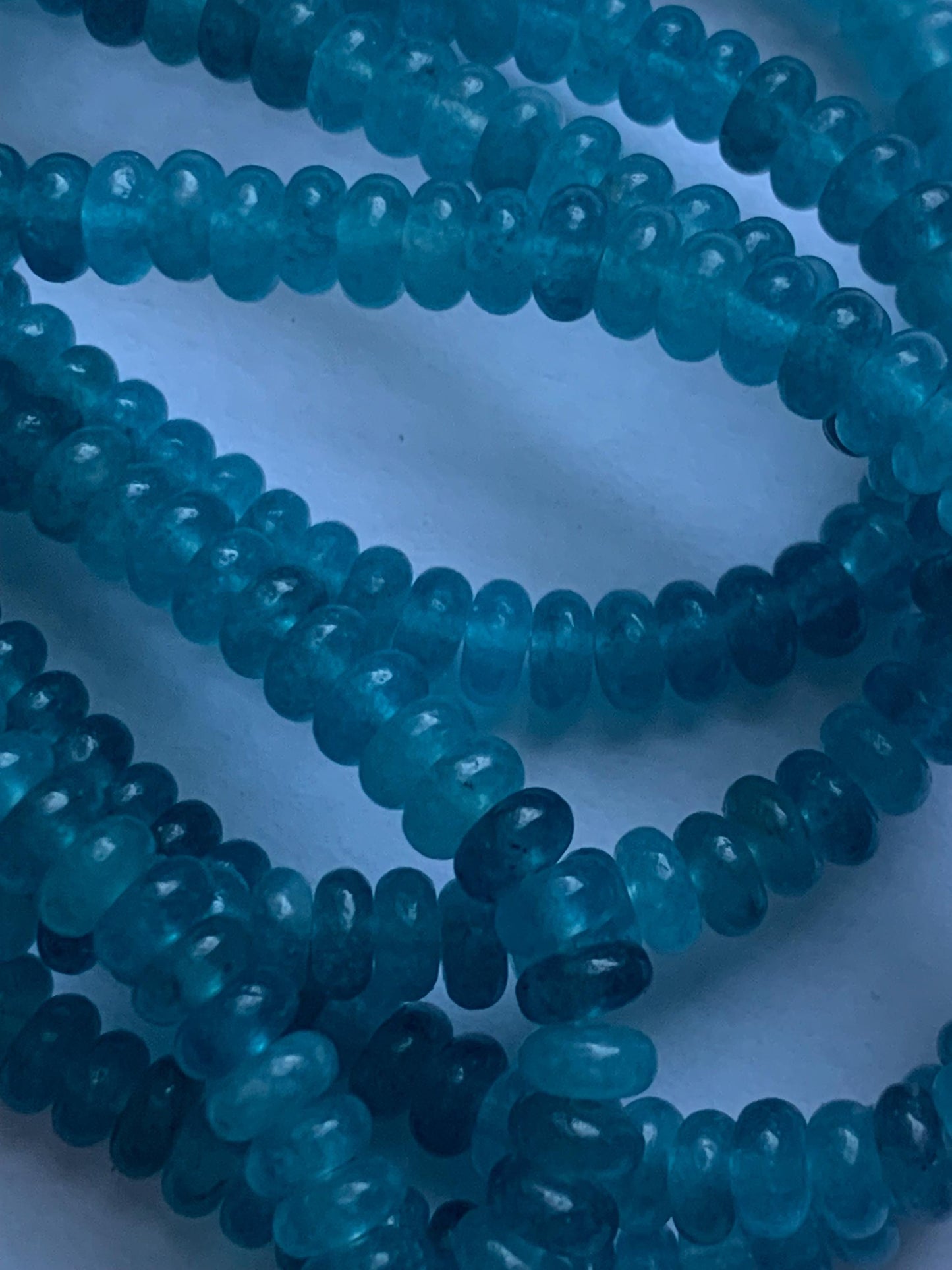 2x4mm Natural Deep Ocean Blue Agate Smooth Rondelle Beads 15 Strand