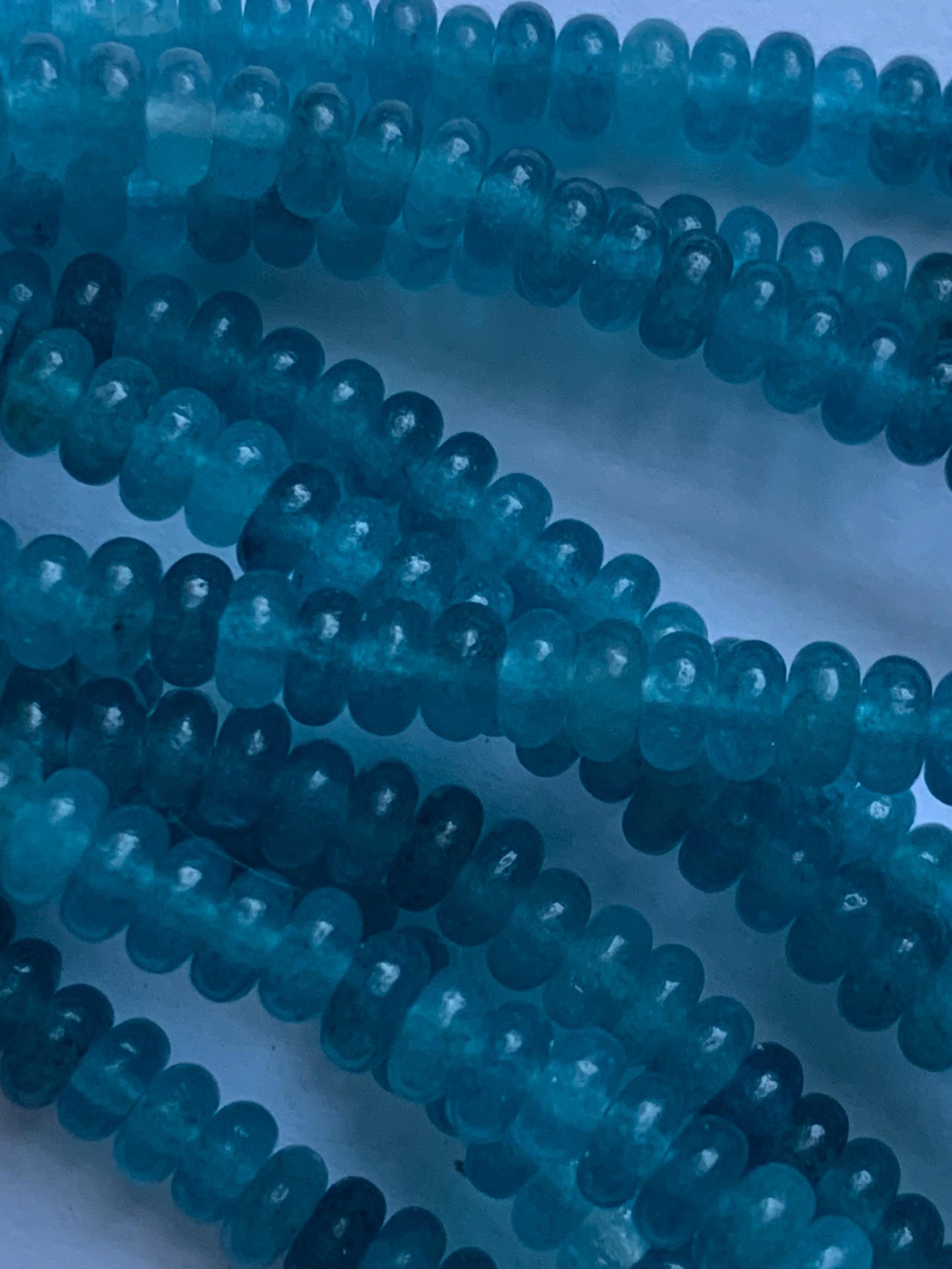 2x4mm Natural Deep Ocean Blue Agate Smooth Rondelle Beads 15 Strand