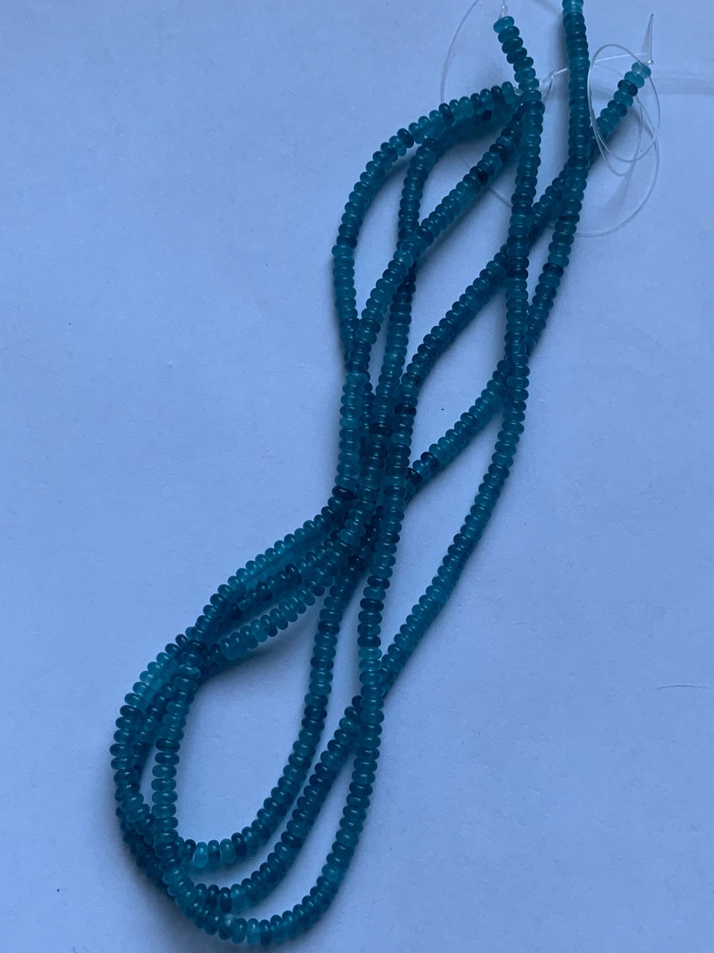 2x4mm Natural Deep Ocean Blue Agate Smooth Rondelle Beads 15 Strand