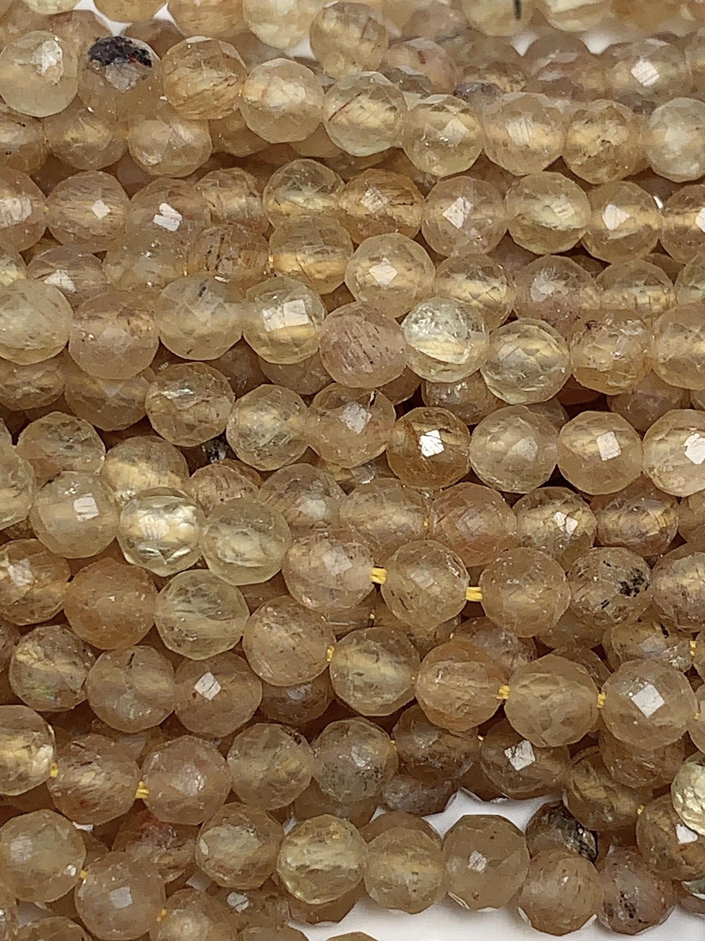 Genuine Natural Golden Apatite Faceted Round Beads 15.5" Strand 2mm 3mm 4mm