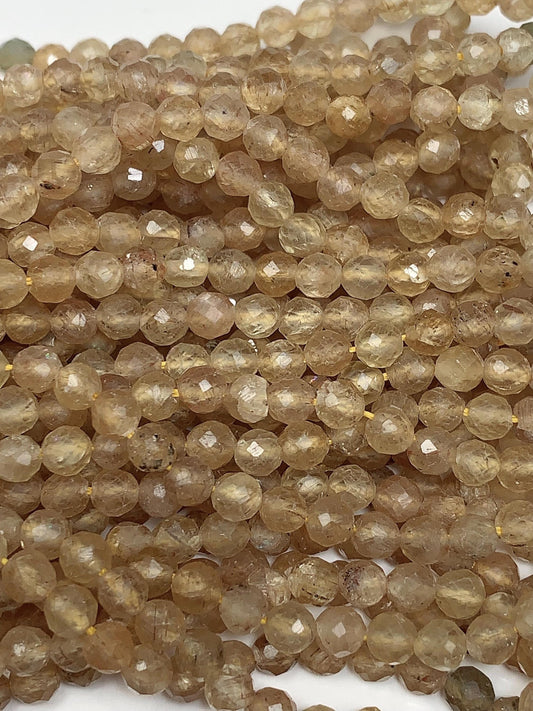 Genuine Natural Golden Apatite Faceted Round Beads 15.5" Strand 2mm 3mm 4mm