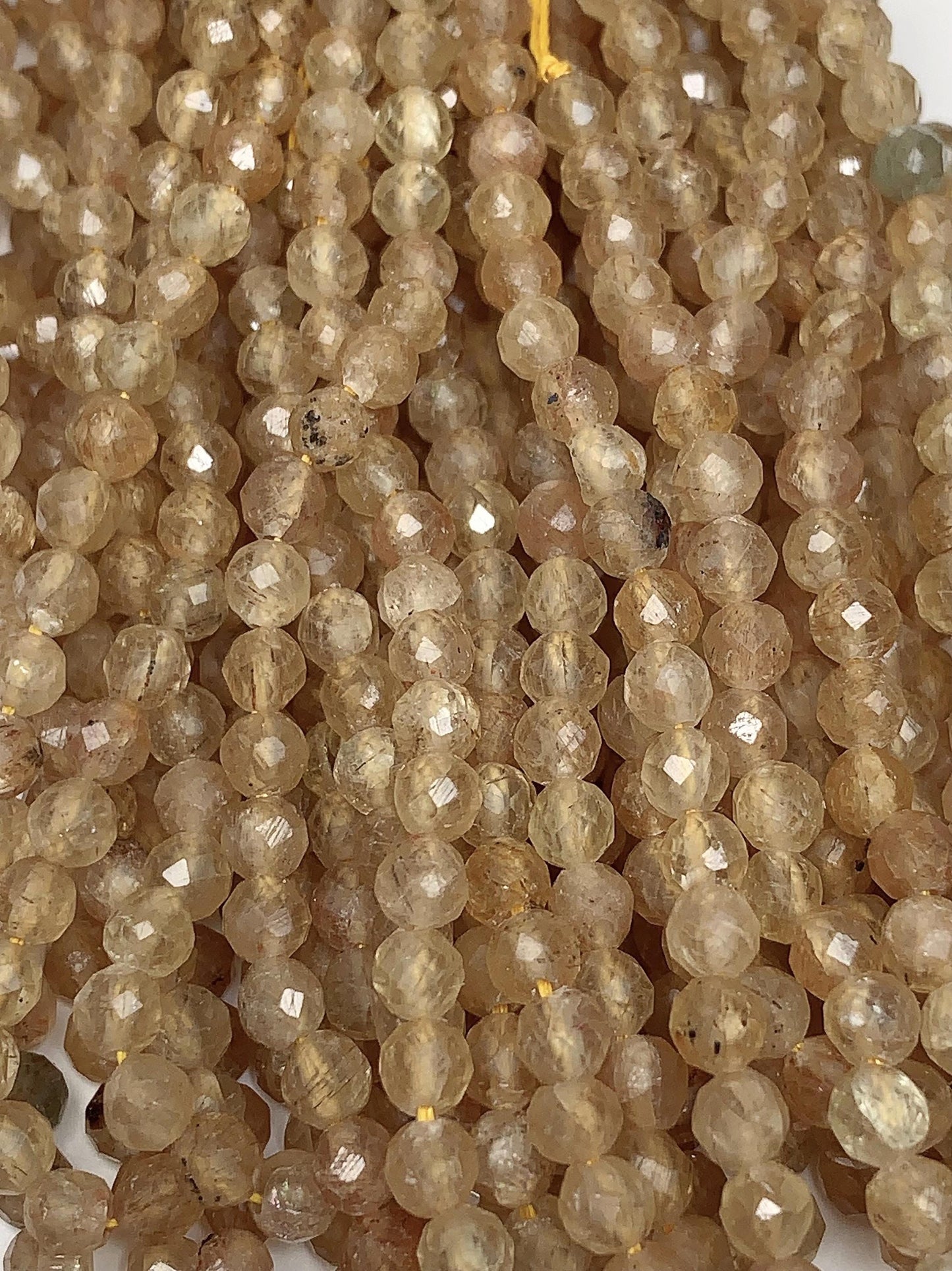 Genuine Natural Golden Apatite Faceted Round Beads 15.5" Strand 2mm 3mm 4mm