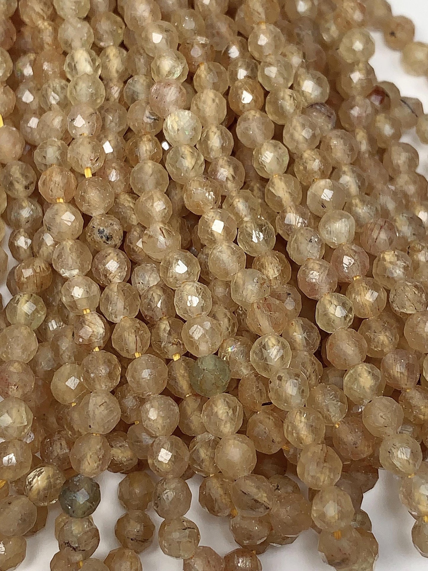 Genuine Natural Golden Apatite Faceted Round Beads 15.5" Strand 2mm 3mm 4mm
