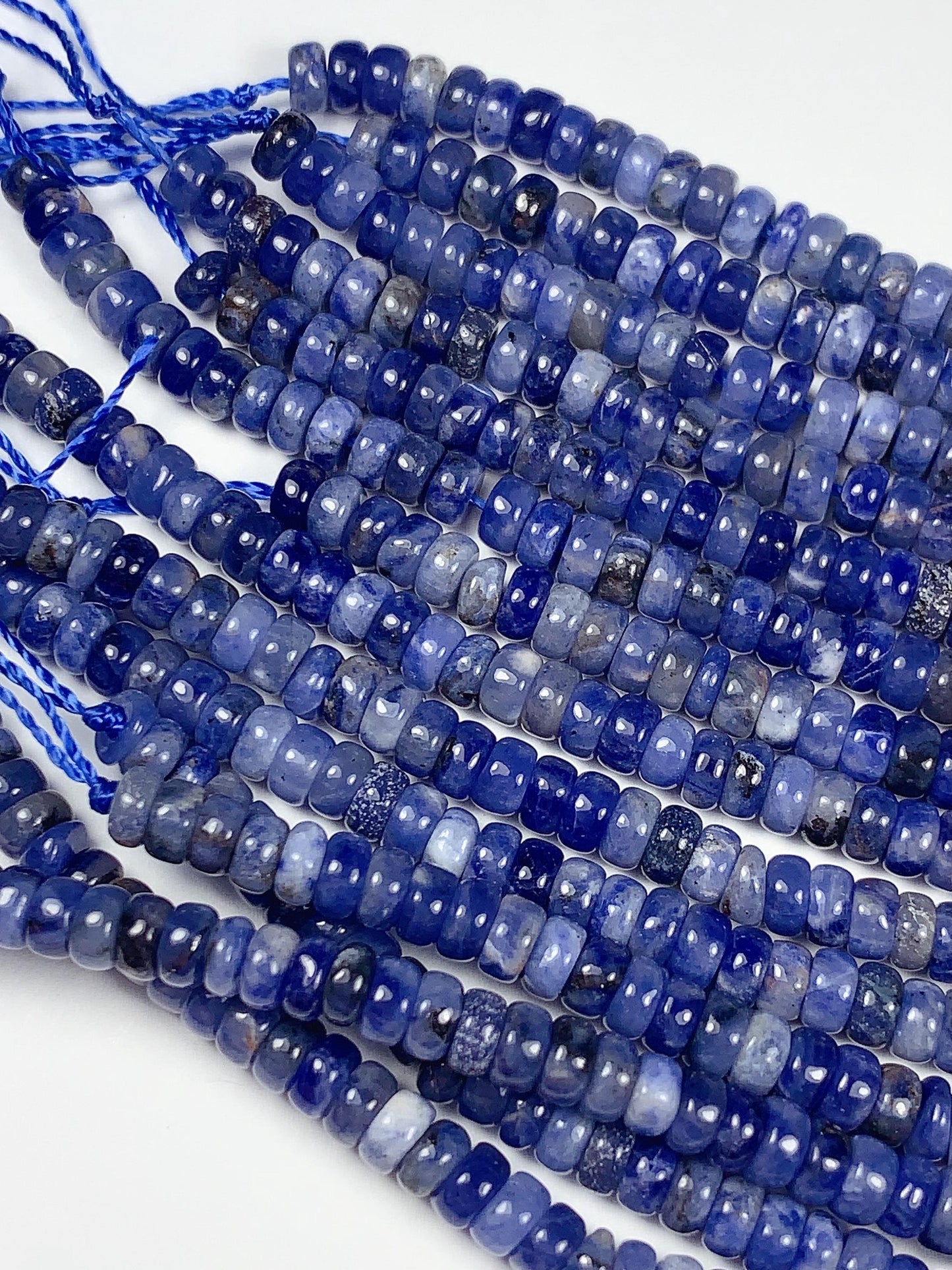2x4mm Good Color  Natural Blue Sodalite Smooth Rondelle Beads 15.5" Strand