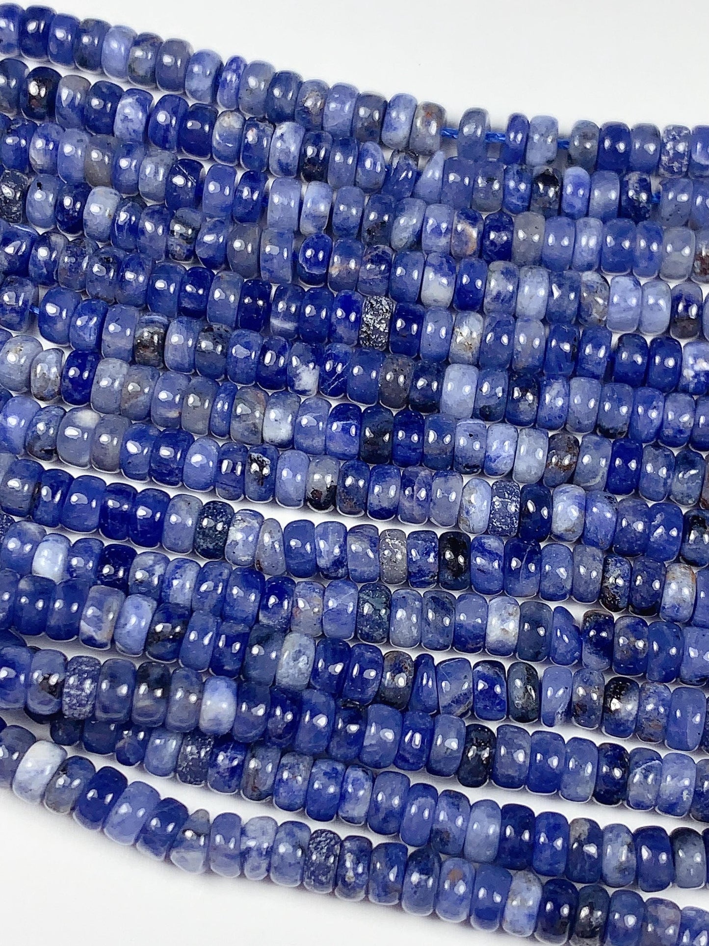 2x4mm Good Color  Natural Blue Sodalite Smooth Rondelle Beads 15.5" Strand