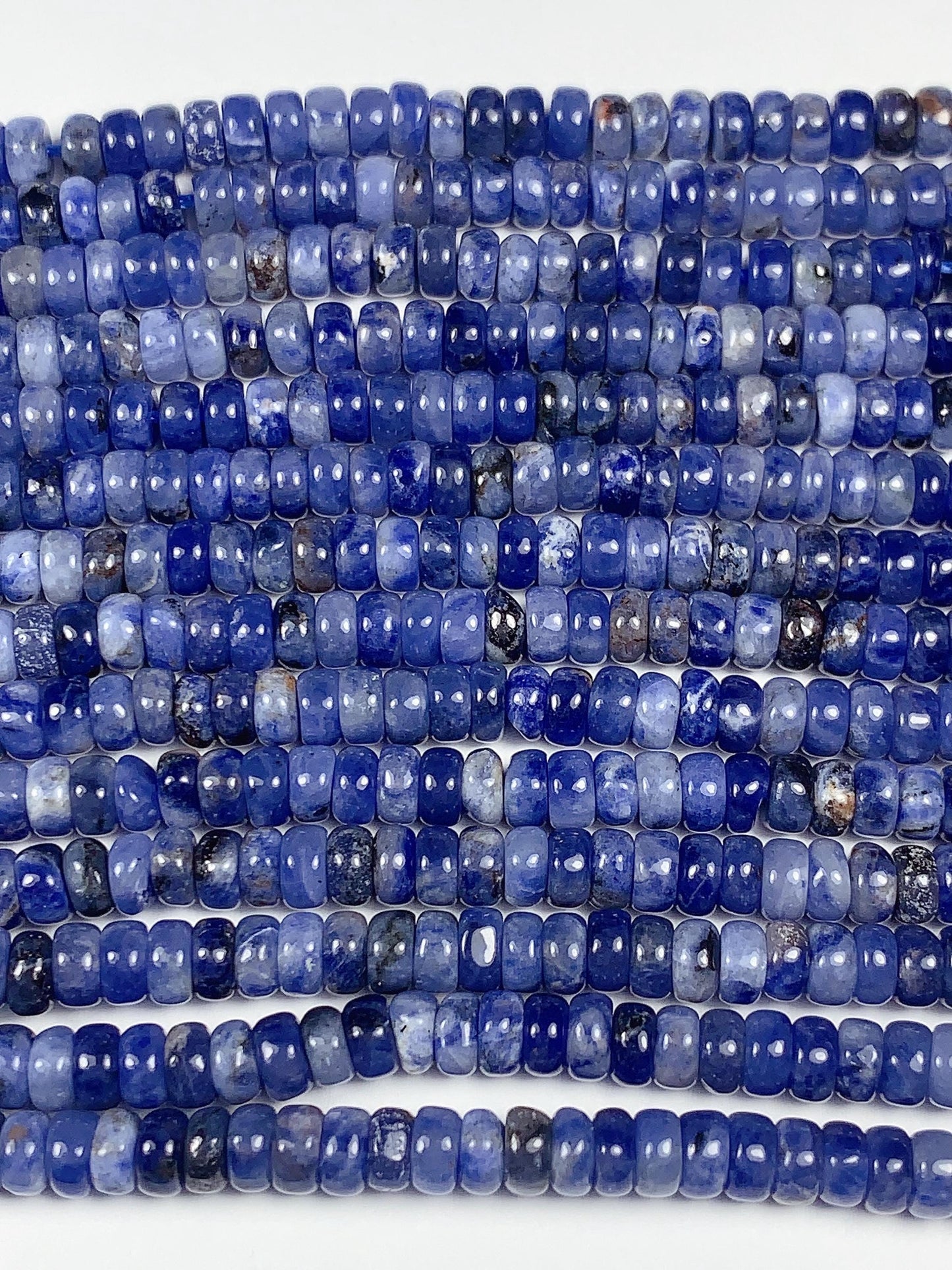 2x4mm Good Color  Natural Blue Sodalite Smooth Rondelle Beads 15.5" Strand