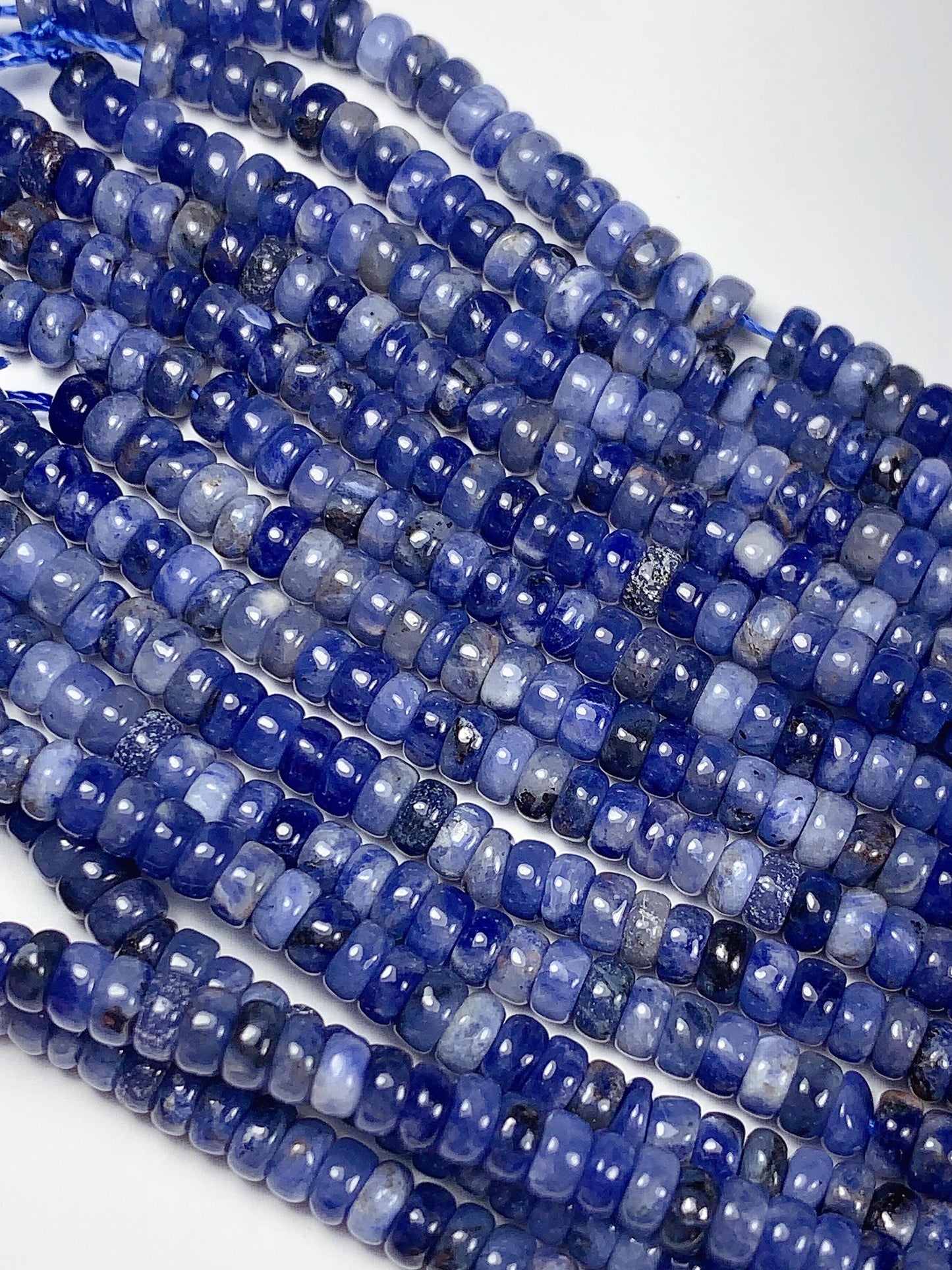 2x4mm Good Color  Natural Blue Sodalite Smooth Rondelle Beads 15.5" Strand