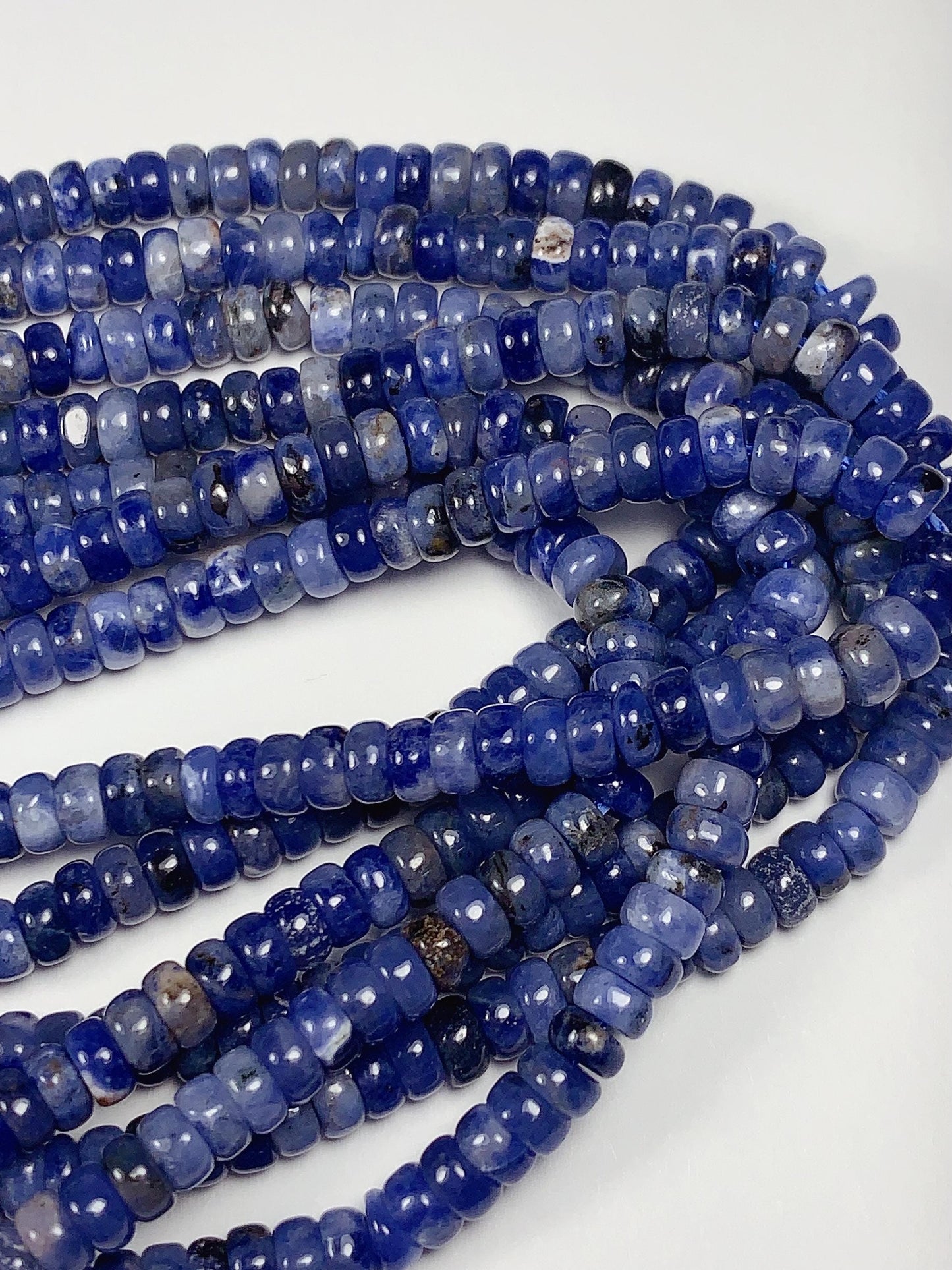 2x4mm Good Color  Natural Blue Sodalite Smooth Rondelle Beads 15.5" Strand