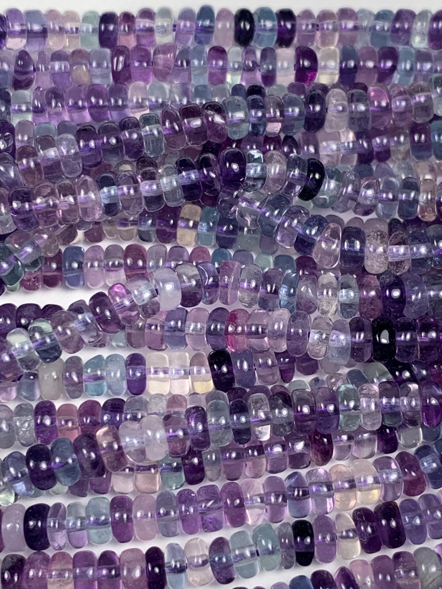 2x4mm High Quality Natural Purple Light Blue Transparent Fluorite Smooth Rondelle Beads 15.5" Strand